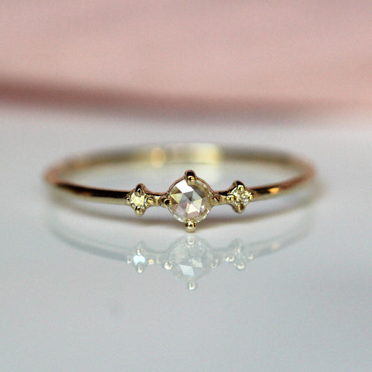 Rose Cut Diamond Trio Ring