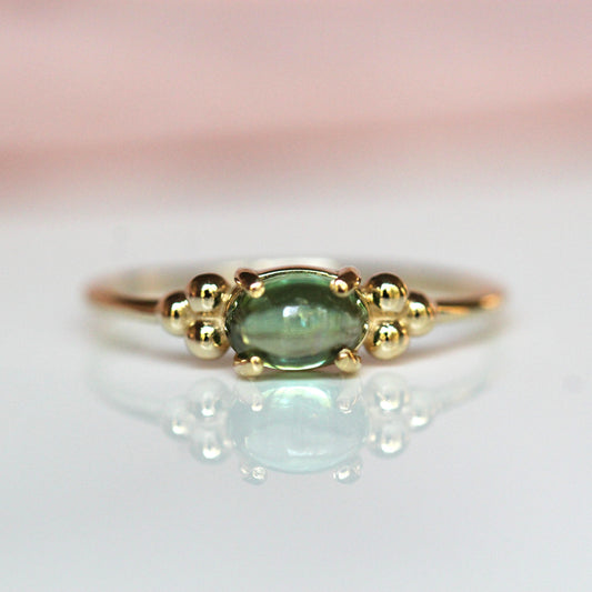 Green Tourmaline Triple Bead Ring