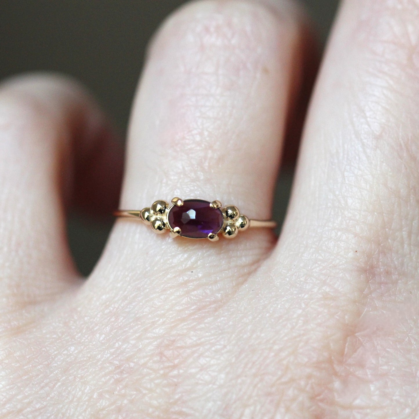 Amethyst Triple Bead Ring