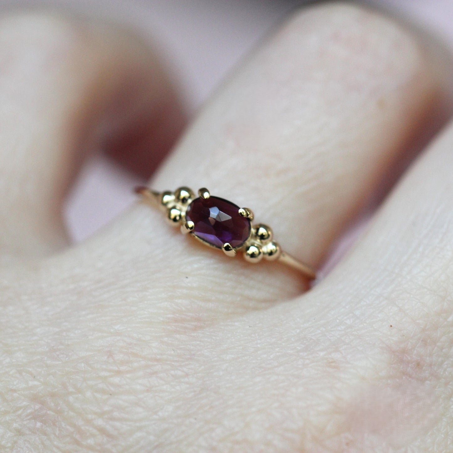 Amethyst Triple Bead Ring