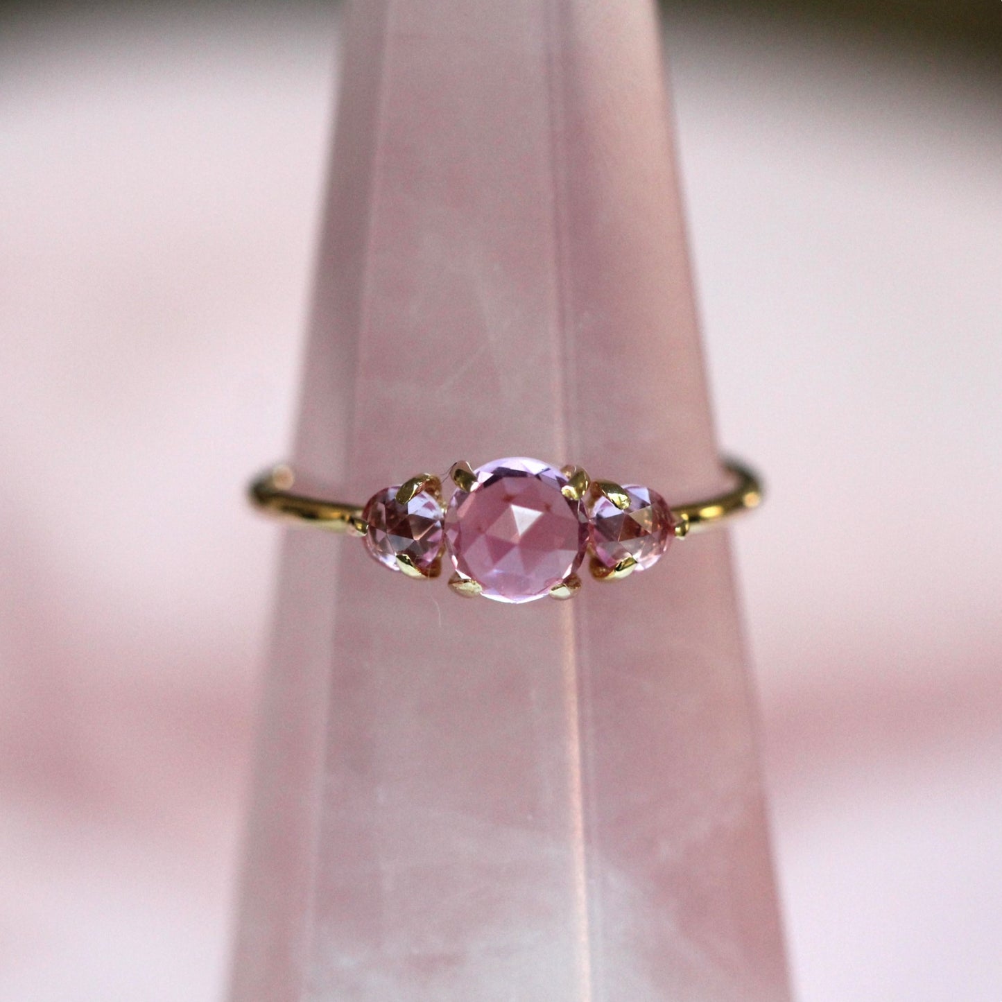 Pink Sapphire Trilogy Ring