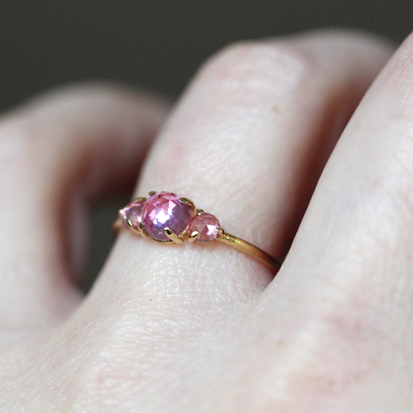 Pink Sapphire Trilogy Ring