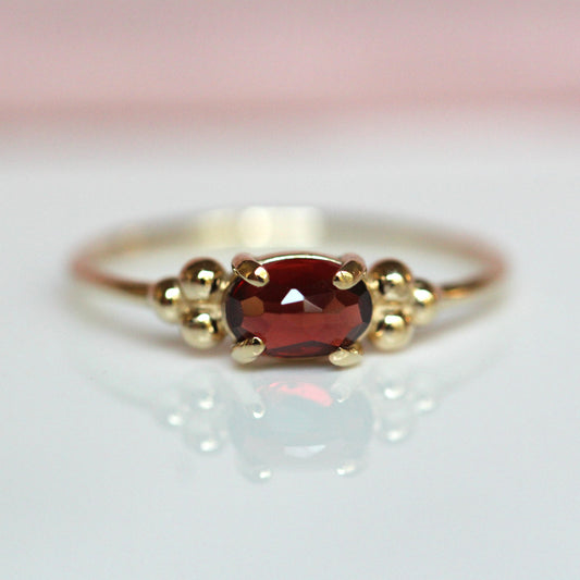 Garnet Triple Bead Ring