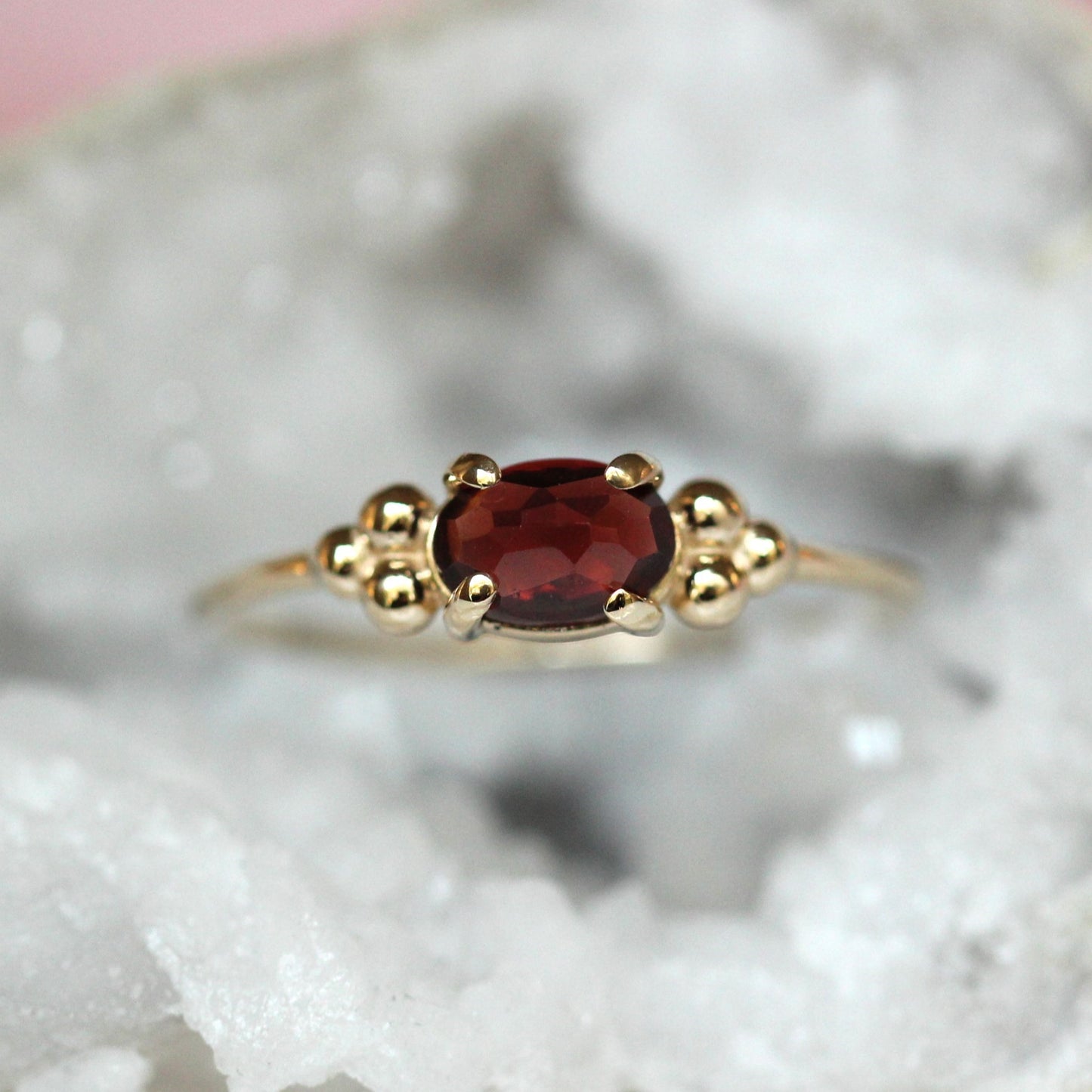 Garnet Triple Bead Ring