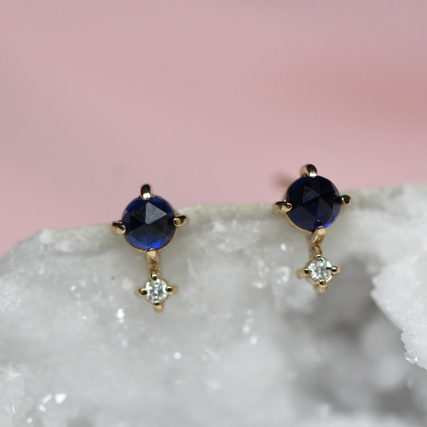 Rose-Cut Sapphire Love Drop Studs