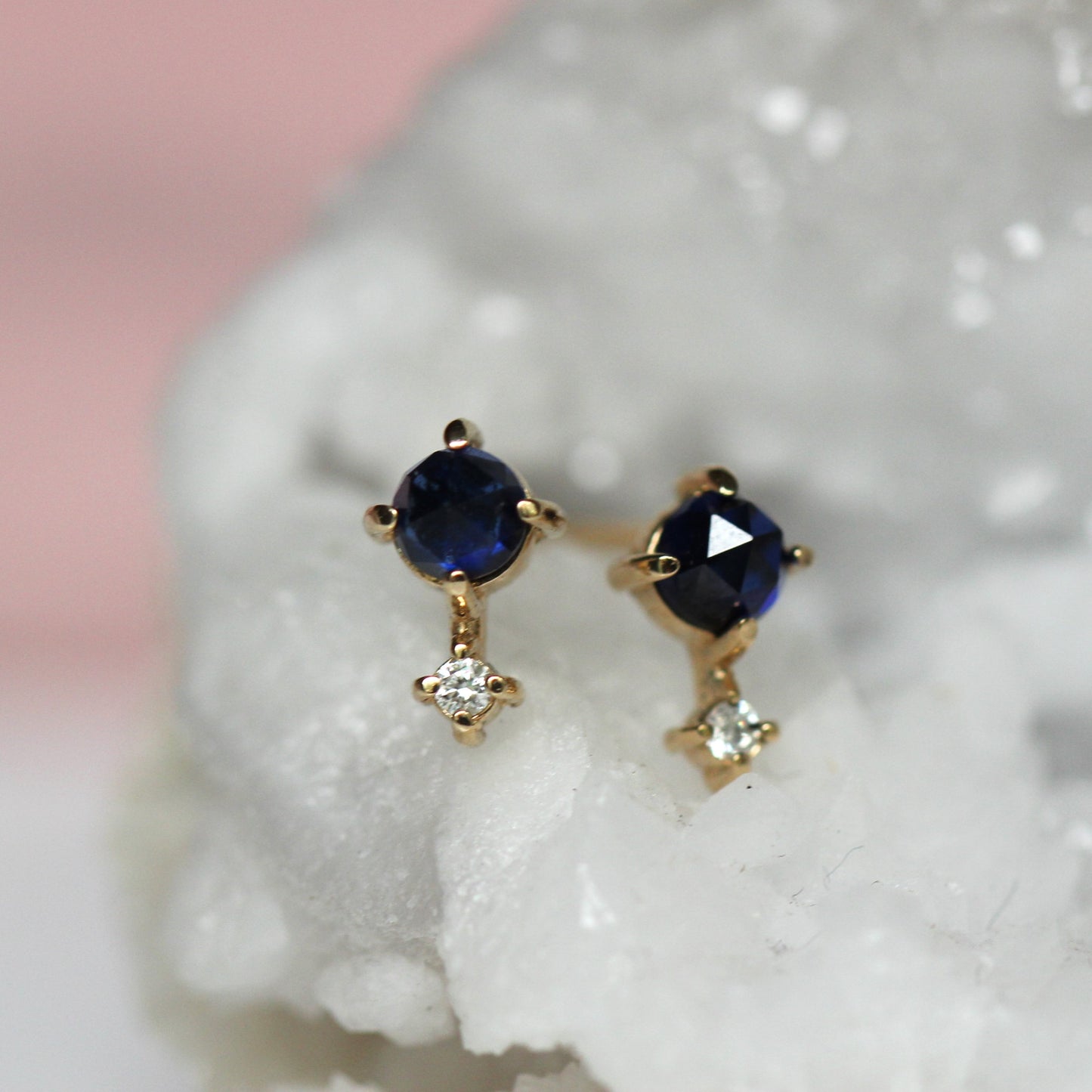 Rose-Cut Sapphire Love Drop Studs