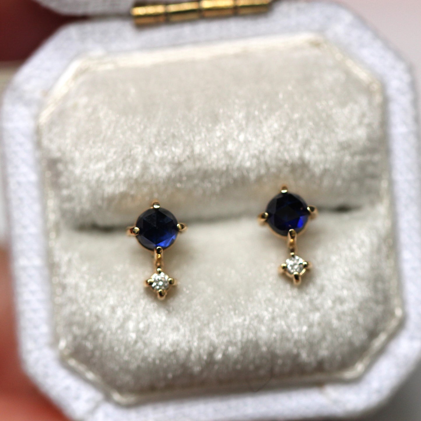 Rose-Cut Sapphire Love Drop Studs