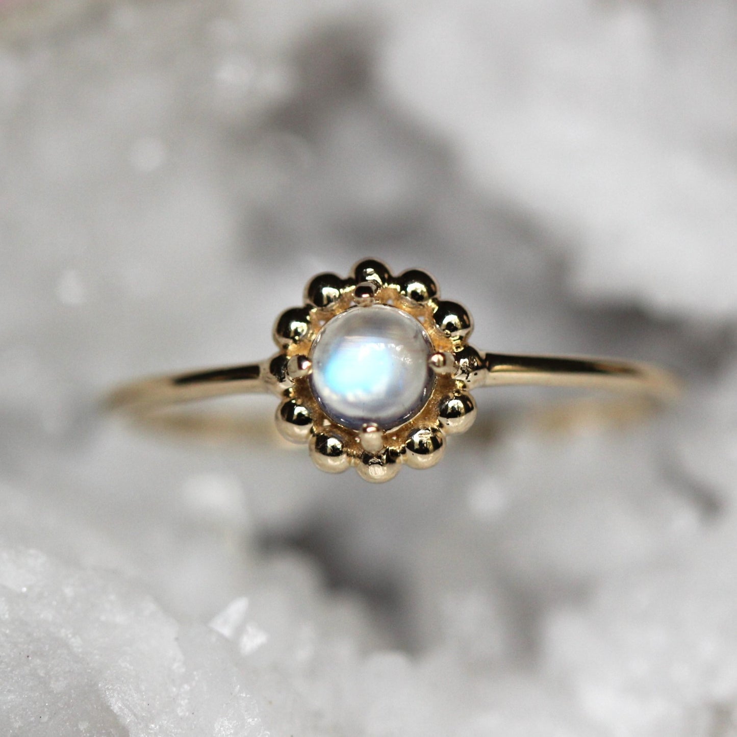 Beaded Halo Ring