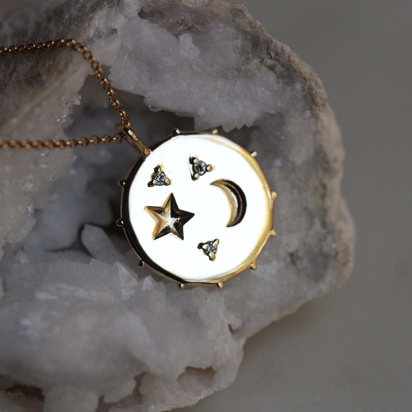 Star and Moon Coin Pendant