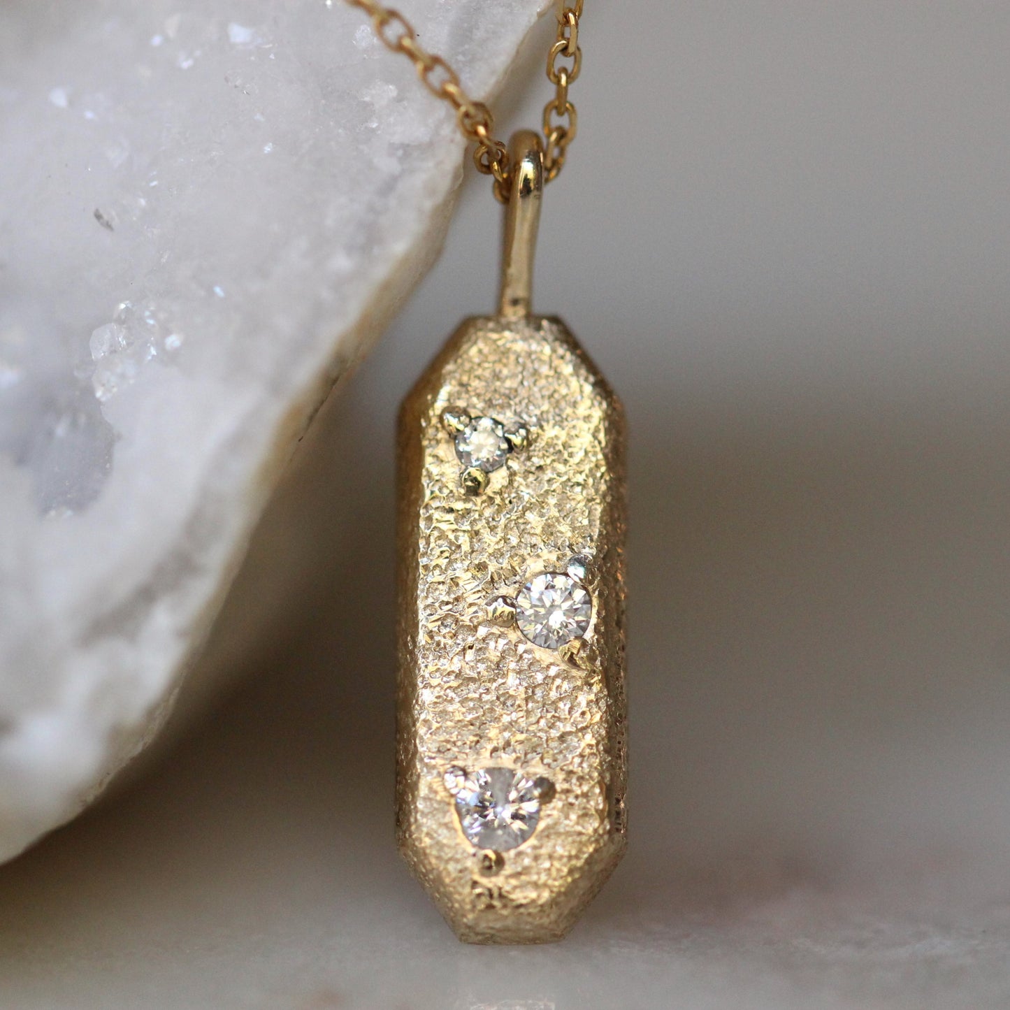 Solid Gold Glitter Bar Pendant