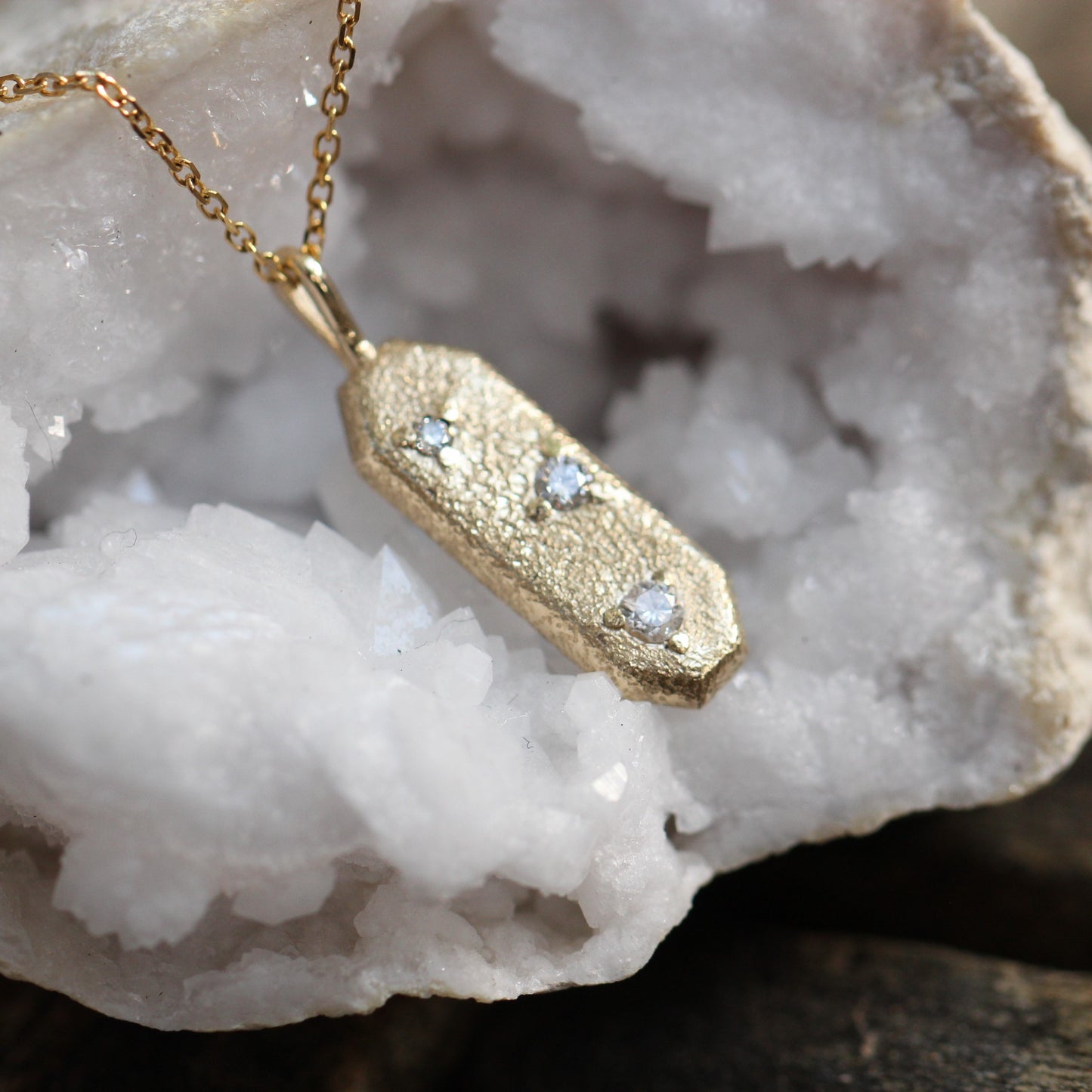 Solid Gold Glitter Bar Pendant