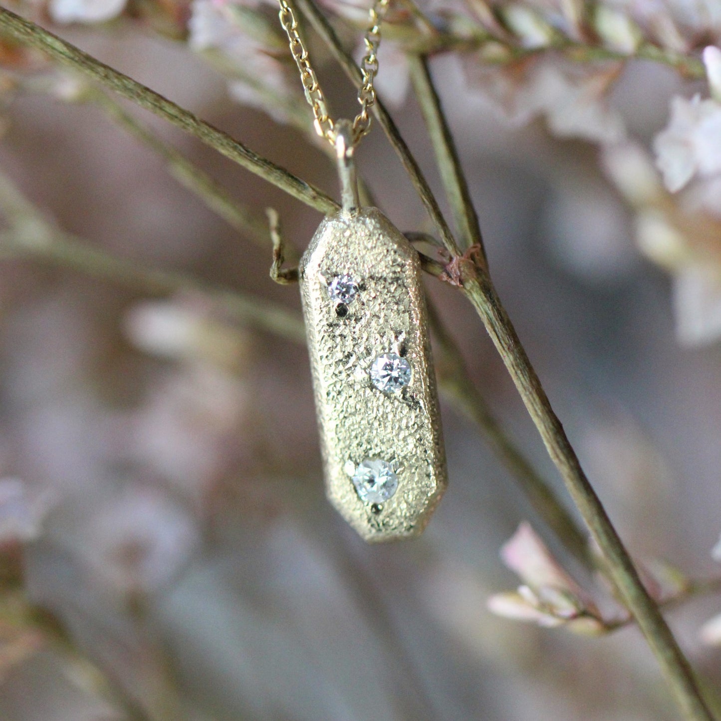 Solid Gold Glitter Bar Pendant