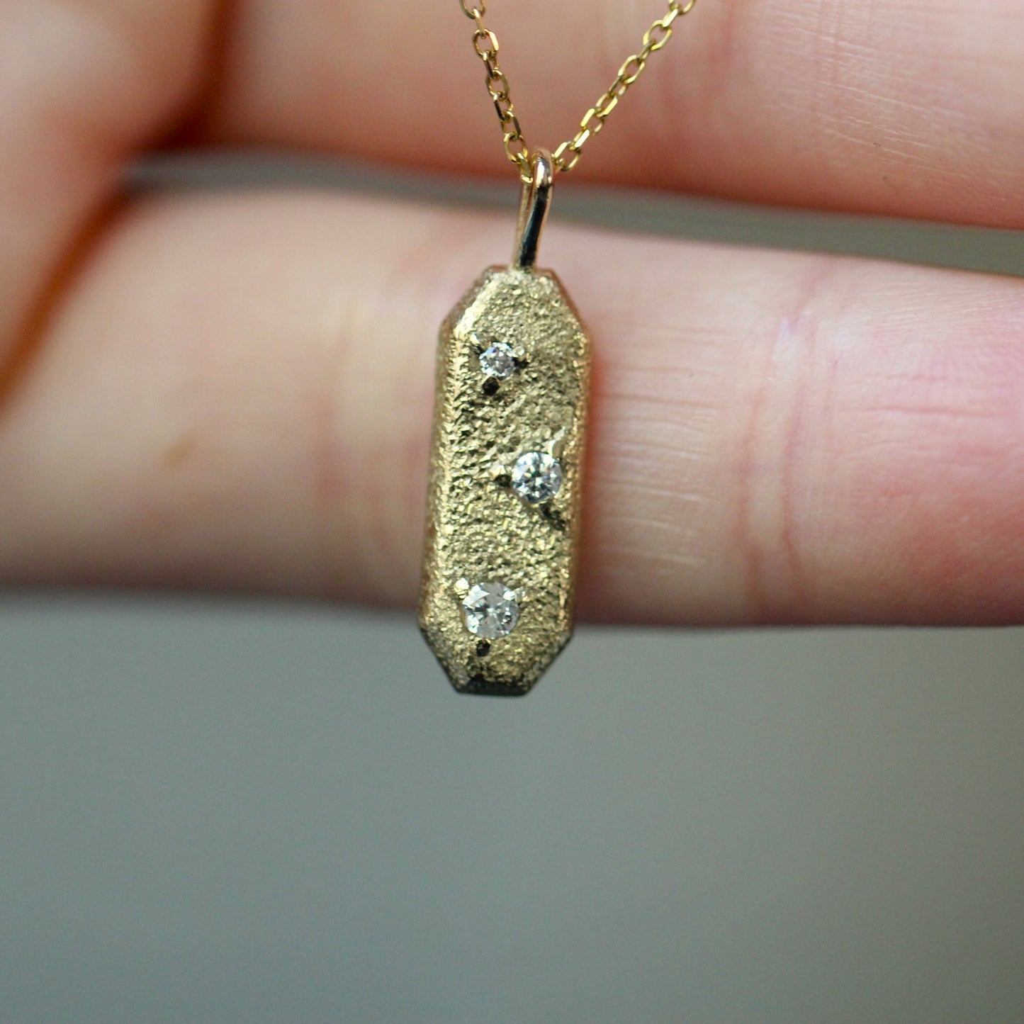 Solid Gold Glitter Bar Pendant