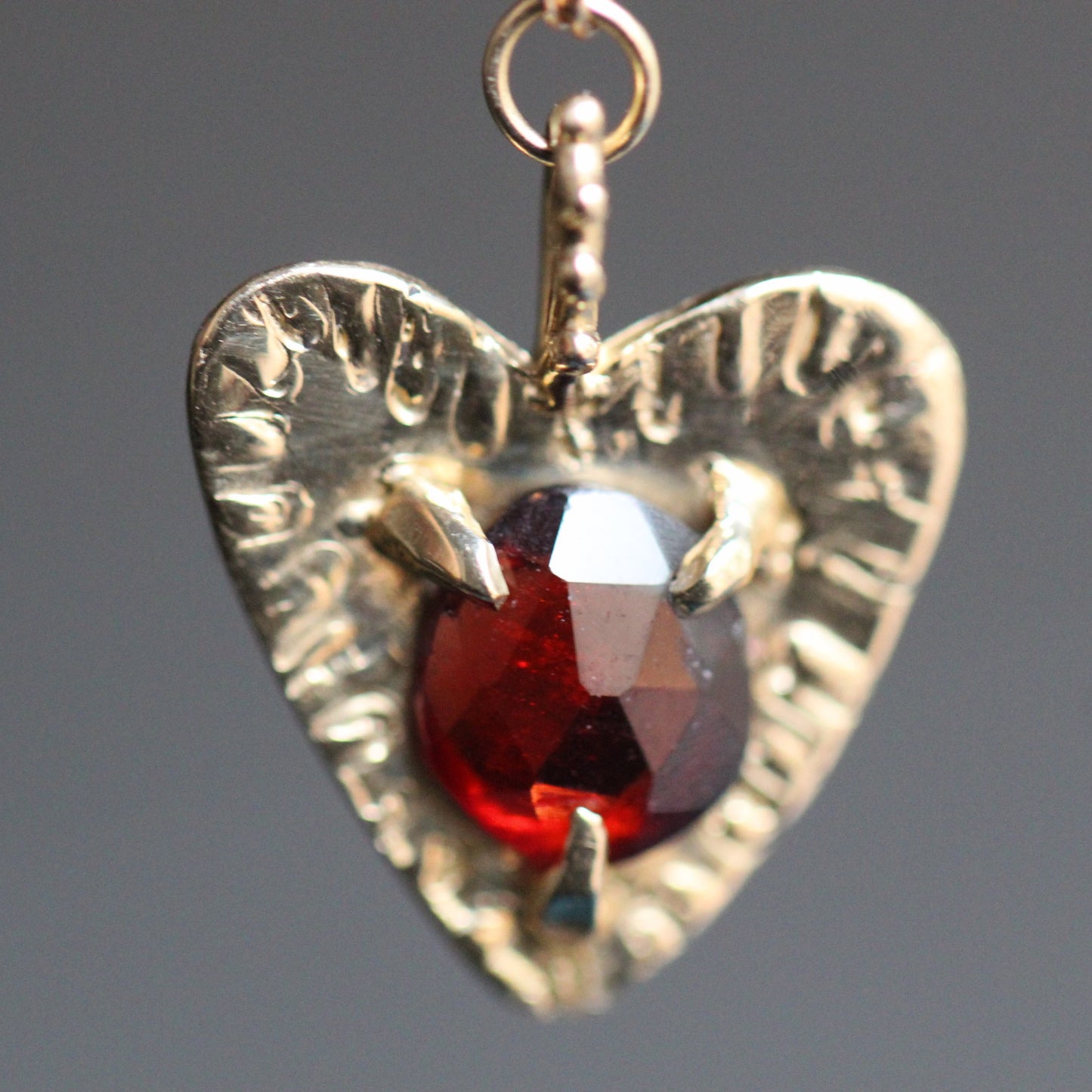 14K Heart Garnet Necklace- OOAK