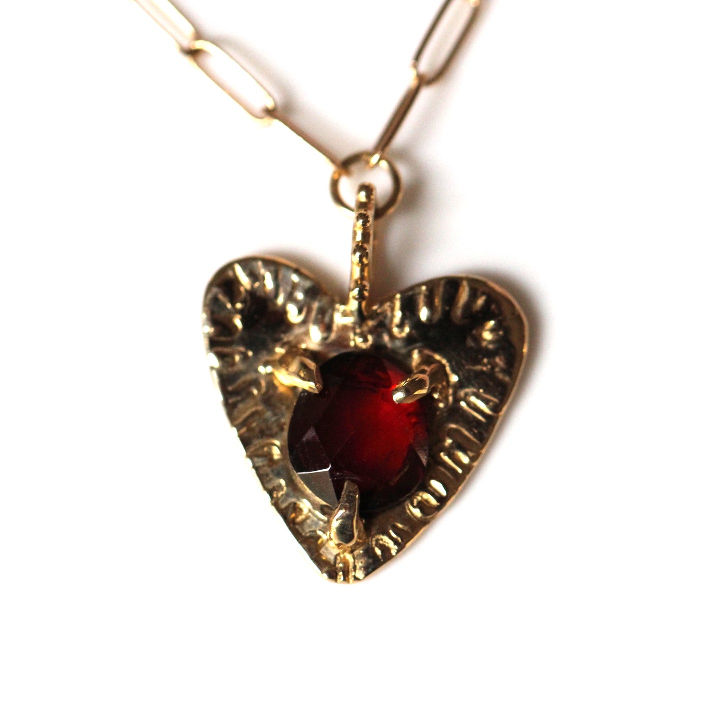 14K Heart Garnet Necklace- OOAK