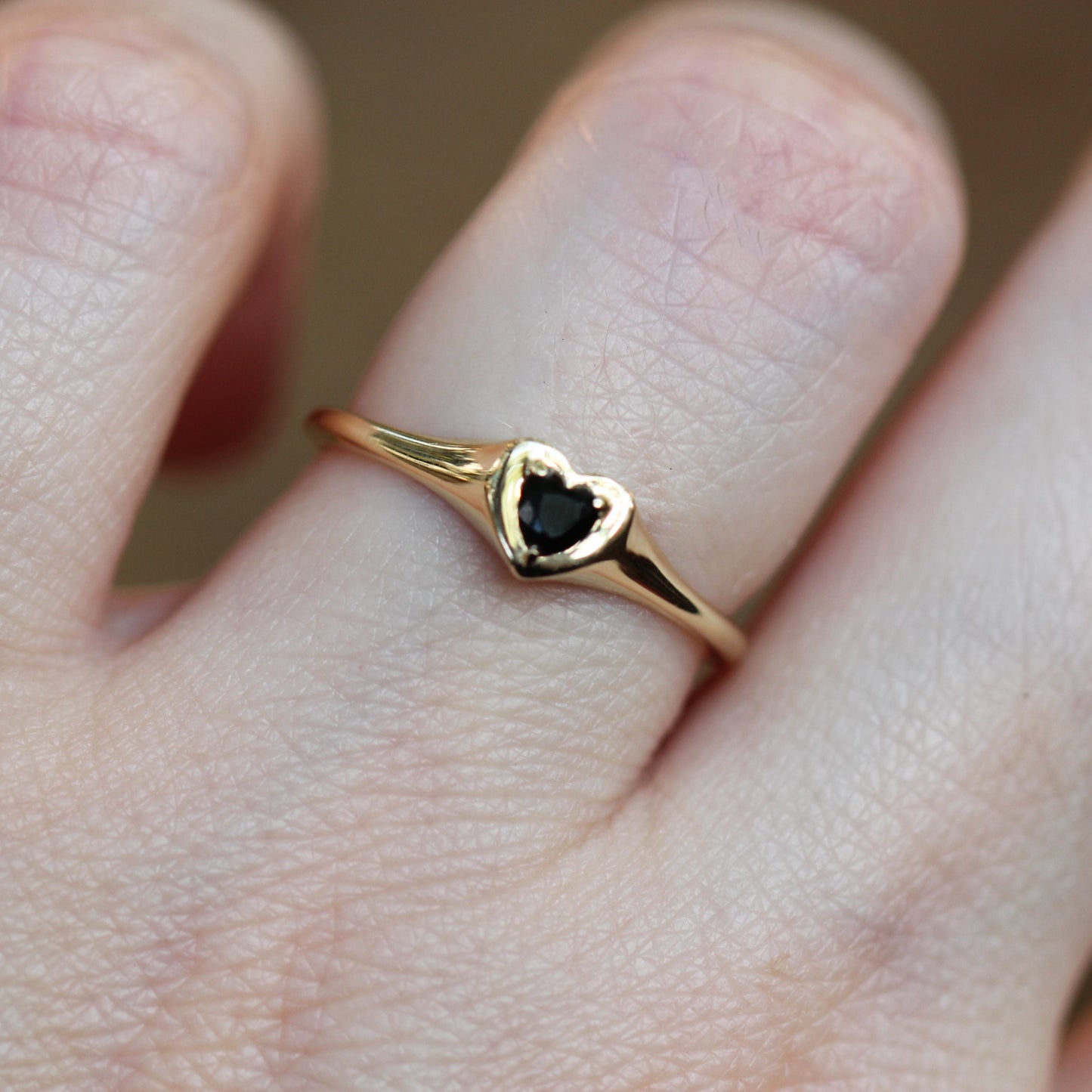 Onyx Heart Signet Ring