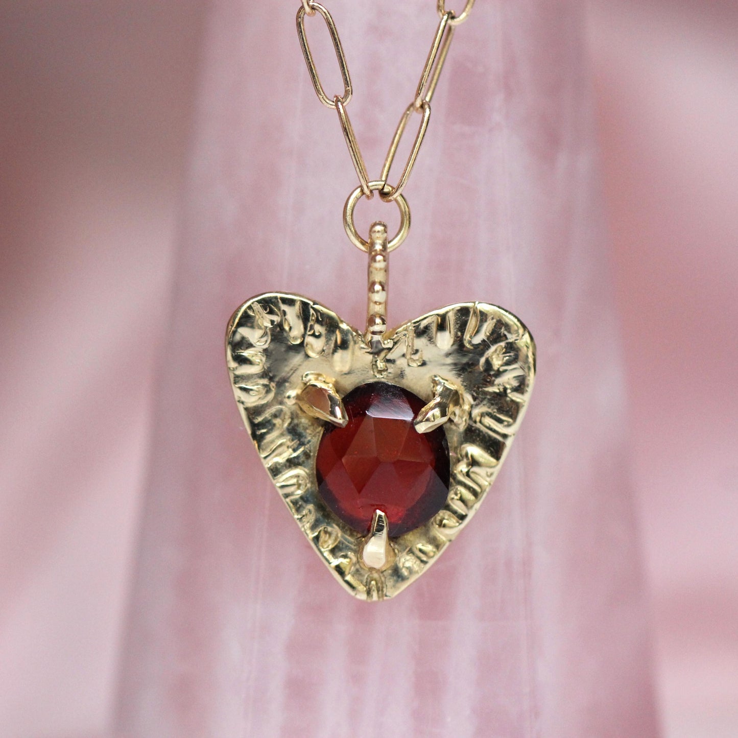 14K Heart Garnet Necklace- OOAK