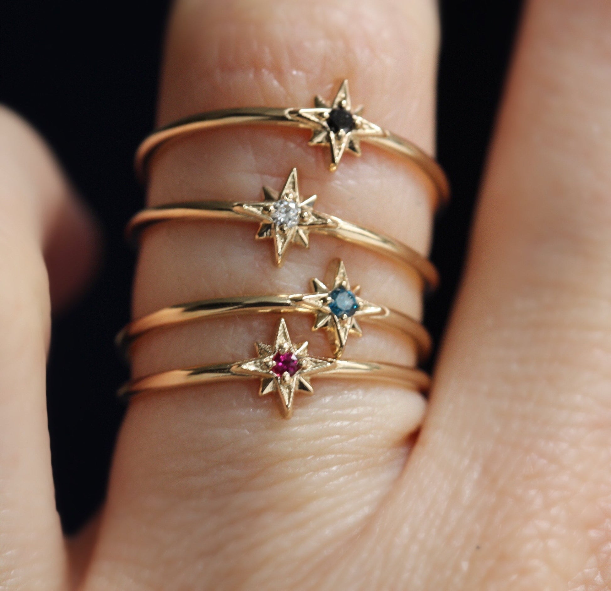14K Gold Diamond Ring, "North Star" Ring, Astrology Ring, Engagement Ring, Ruby Ring, 10K, Dainty Ring, Star Jewelry, Solid Gold