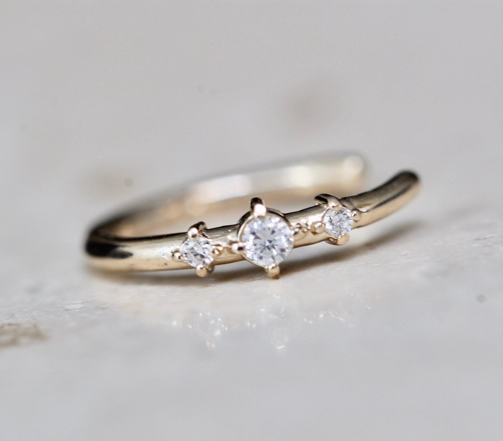 14K Gold Diamond Ear Cuff, Three Diamond, Non-Piercing, Ear Wrap, Gold Ear Wrap, Solid Gold Ear Cuff, Real Gold Ear Cuff, Triple Diamond