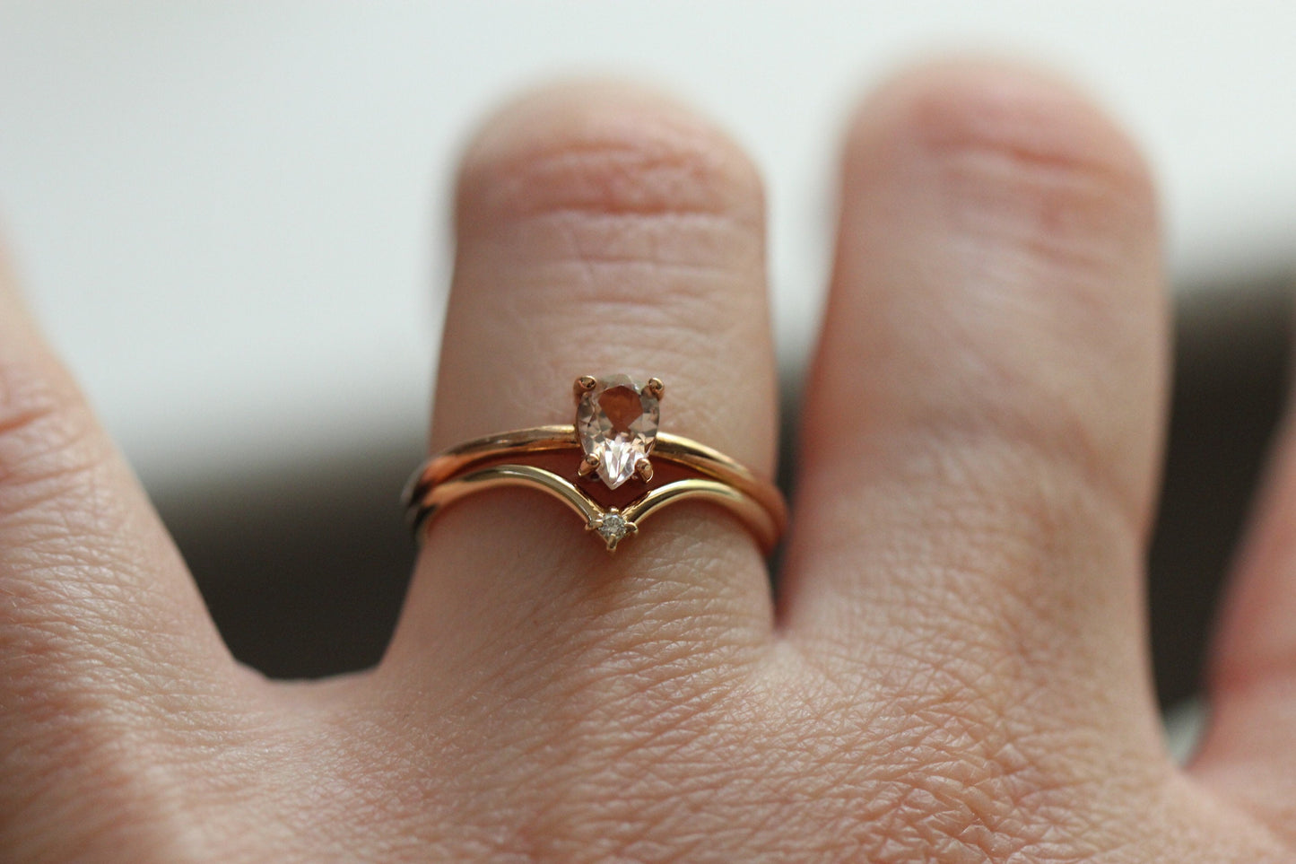 14K Gold "Swoop" Ring, Diamond Ring, Diamond Chevron Ring, V Ring, Curved Diamond Ring, 10K Stacking Ring, Solid Gold Ring, Real Gold