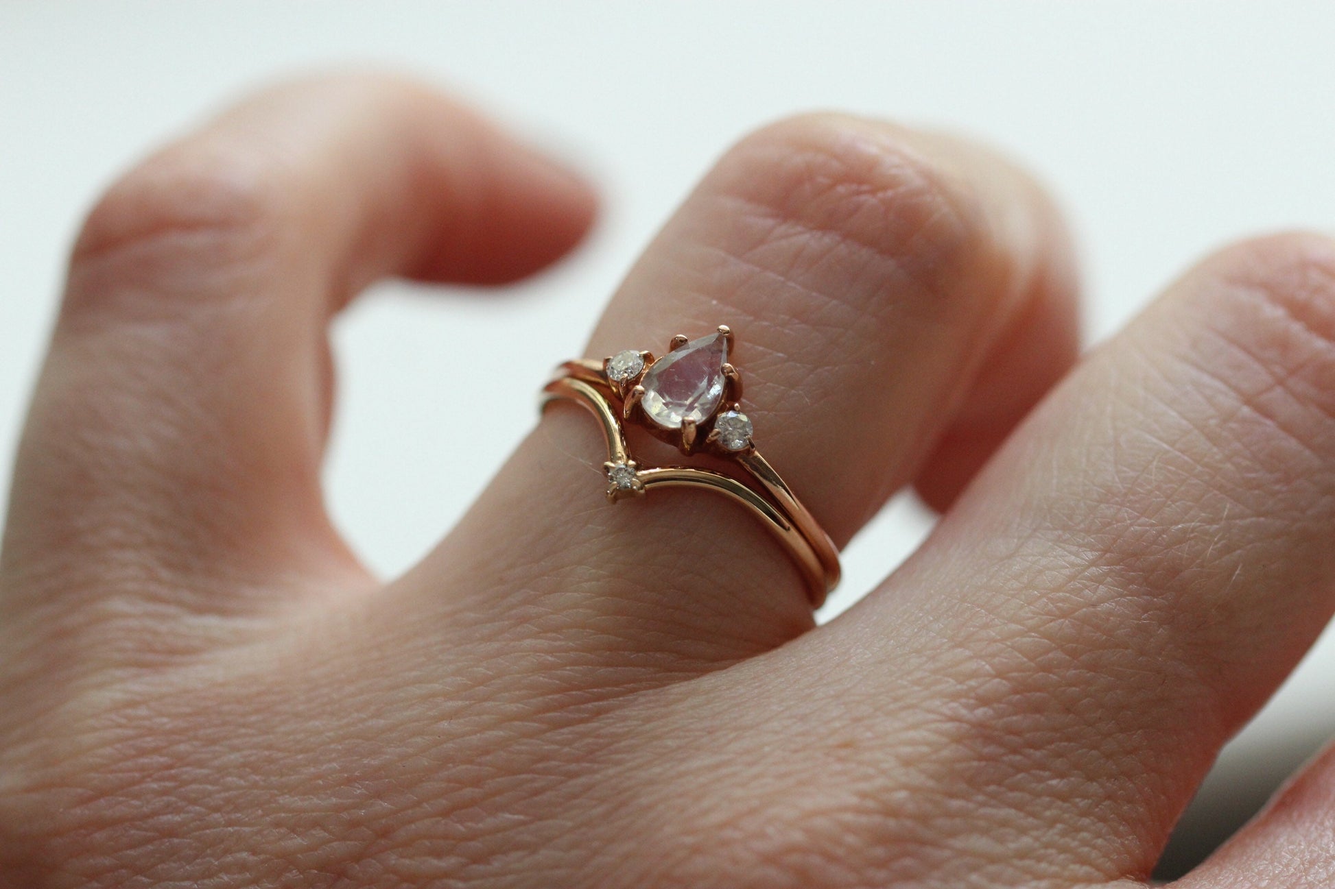 14K Gold "Swoop" Ring, Diamond Ring, Diamond Chevron Ring, V Ring, Curved Diamond Ring, 10K Stacking Ring, Solid Gold Ring, Real Gold