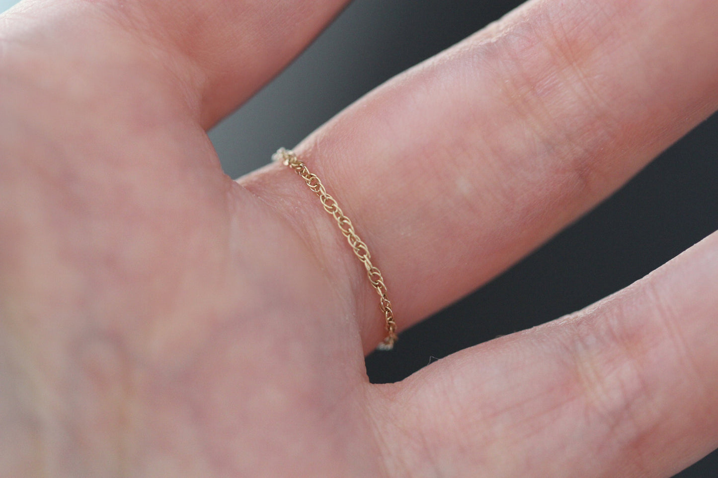 14K Gold Garnet Chain Ring, Solid Gold Chain Ring, Solid Gold Garnet Ring, Red Stone, Red and Gold, Rope Chain Ring, January Birthstone