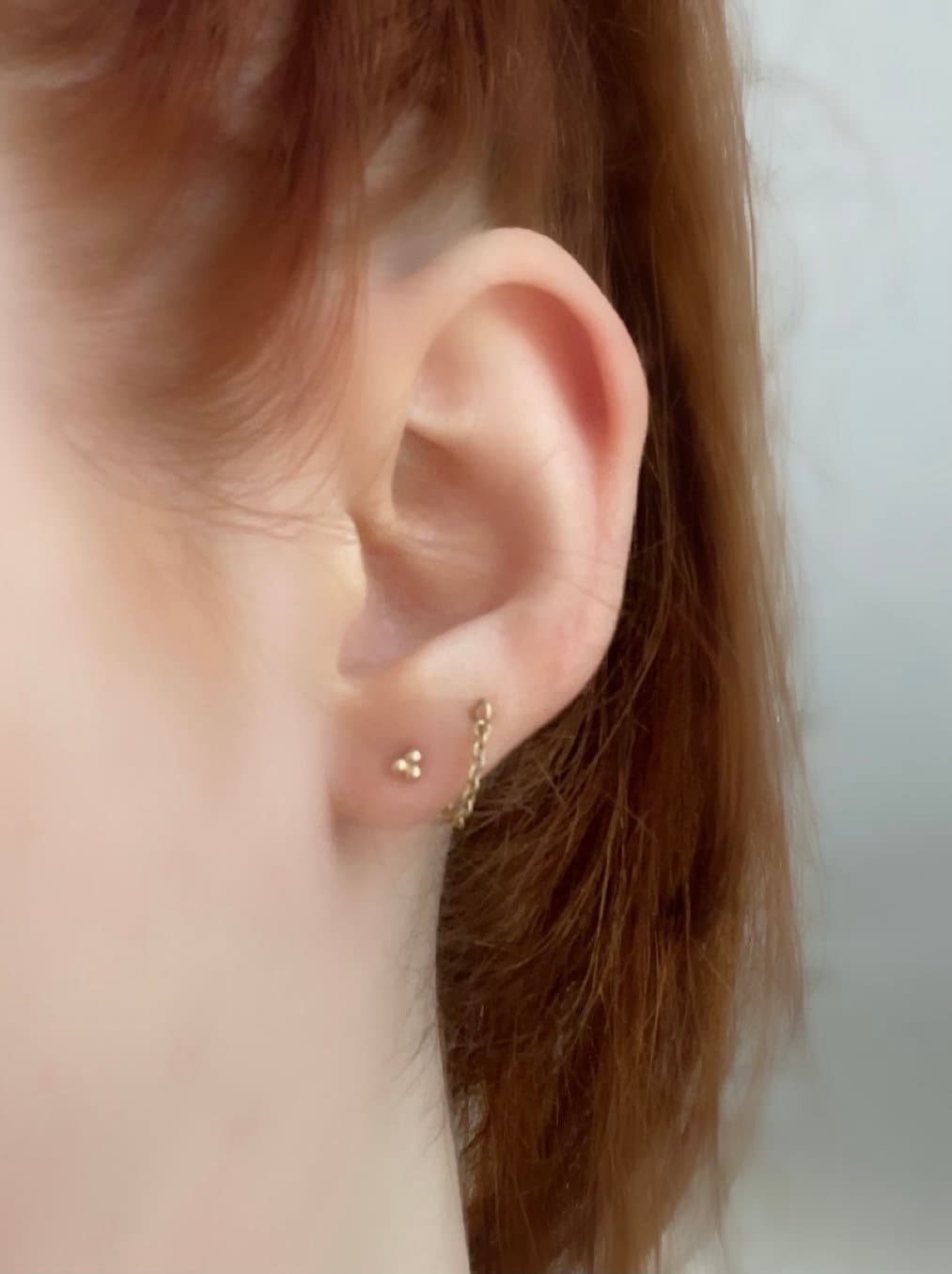 Solid 14K Gold Bead Studs, Triangle Studs, Three Dot Studs, Real Gold, Beaded Studs, Dot Studs, Triple Dot Studs, Solid Gold, Bead Stud