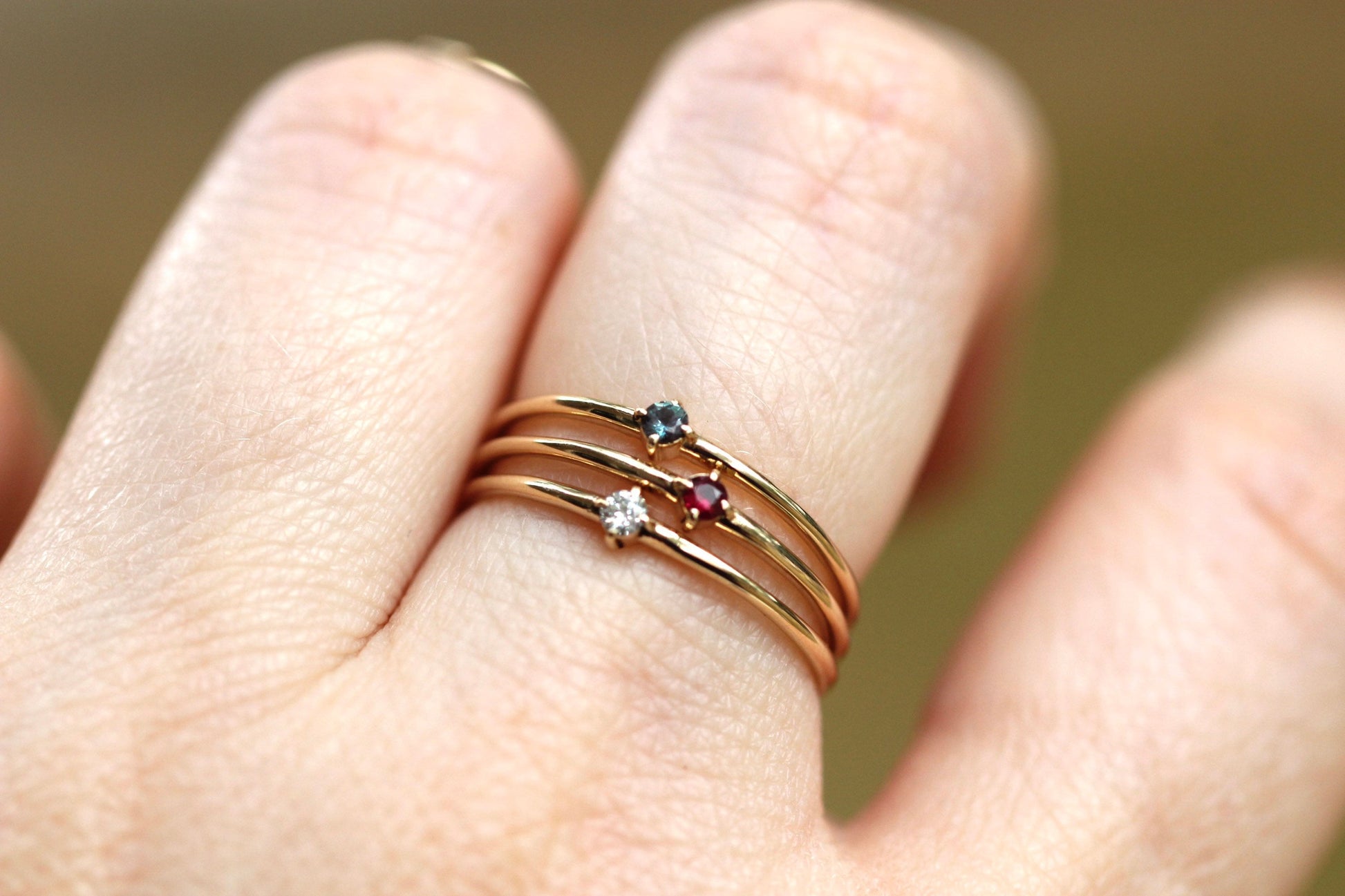 14K Gold Tiny Diamond Ring, Diamond Ring, Small Diamond Ring, Stacking Ring, April Birthstone, Four Prong Ring, Real Gold, Solid Gold