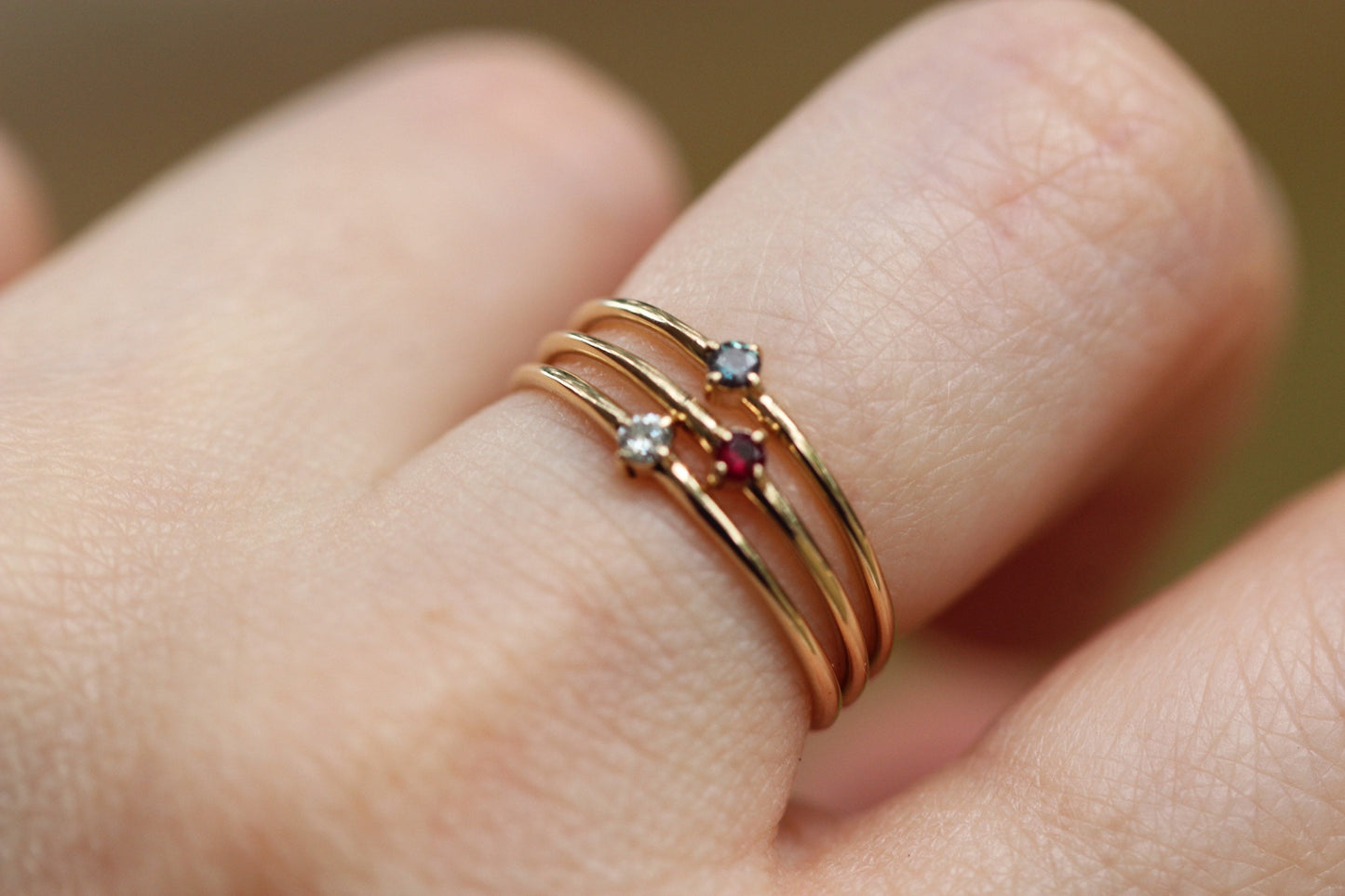 14K Gold Tiny Ruby Ring, Red Stone Ring, Stacking Ring, July Birthstone, Prong Setting, Ruby Jewelry, Red Stone Ring, Solid Gold, Real Gold