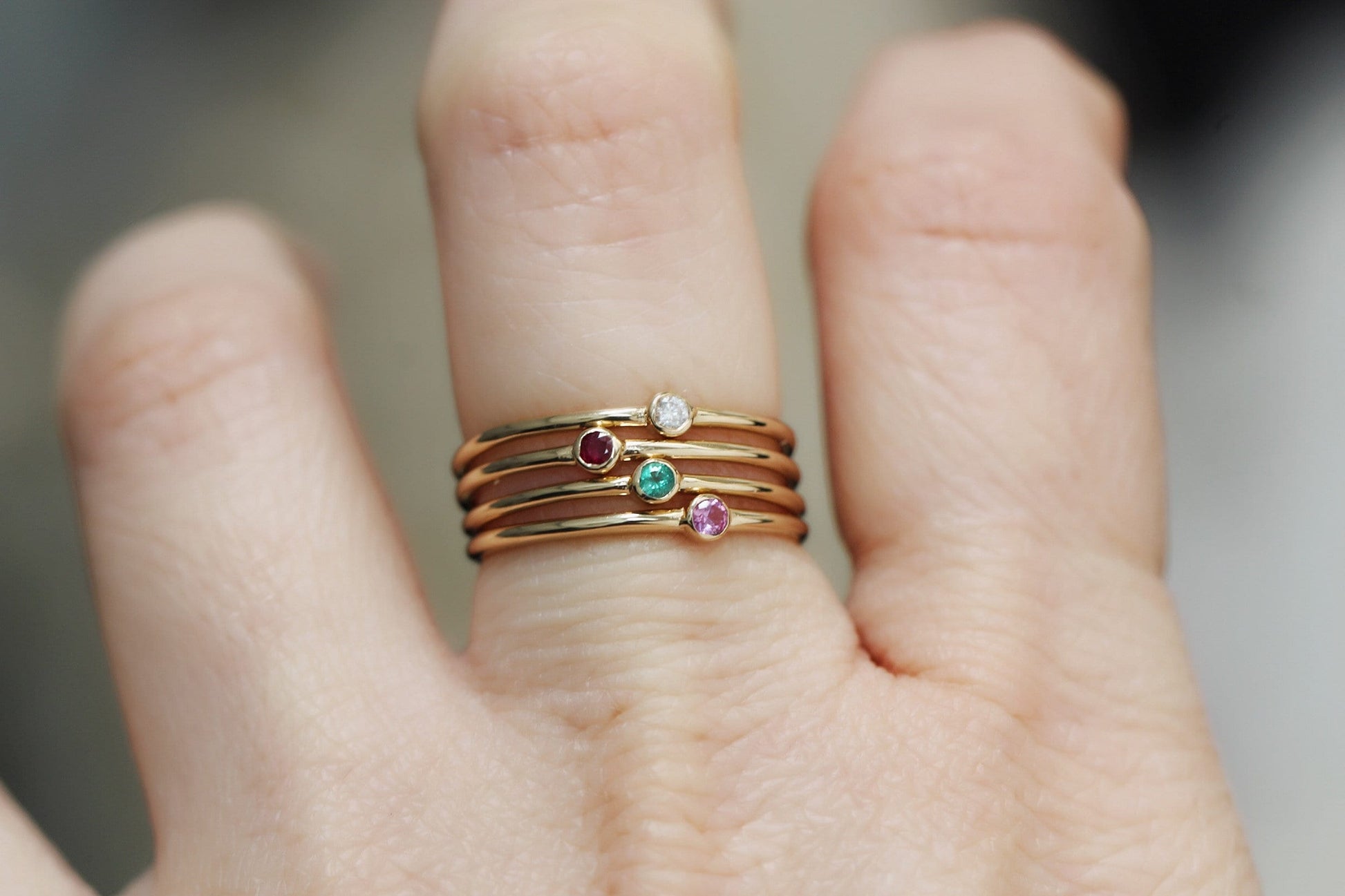14K Gold Tiny Ruby Ring, Red Stone Ring, 10K Stacking Ring, July Birthstone, Bezel Setting, Burgundy Stone, Stacker, Solid Gold Ring