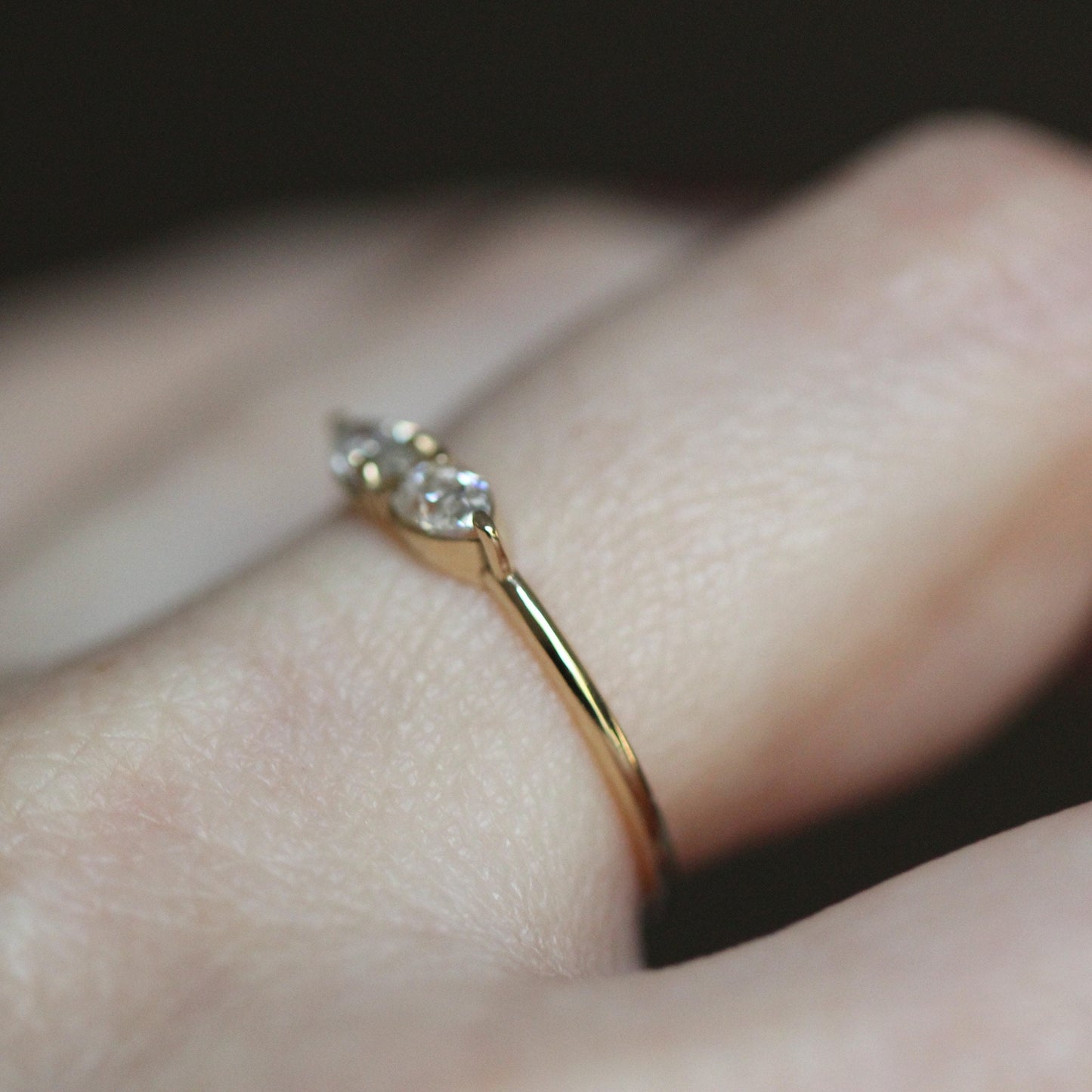 14K Gold Double Pear Diamond Ring, Two Stone Ring, Tear Shape, Drop Shape, Engagement Ring, Two Pears, Solid Gold, Minimal Jewelry