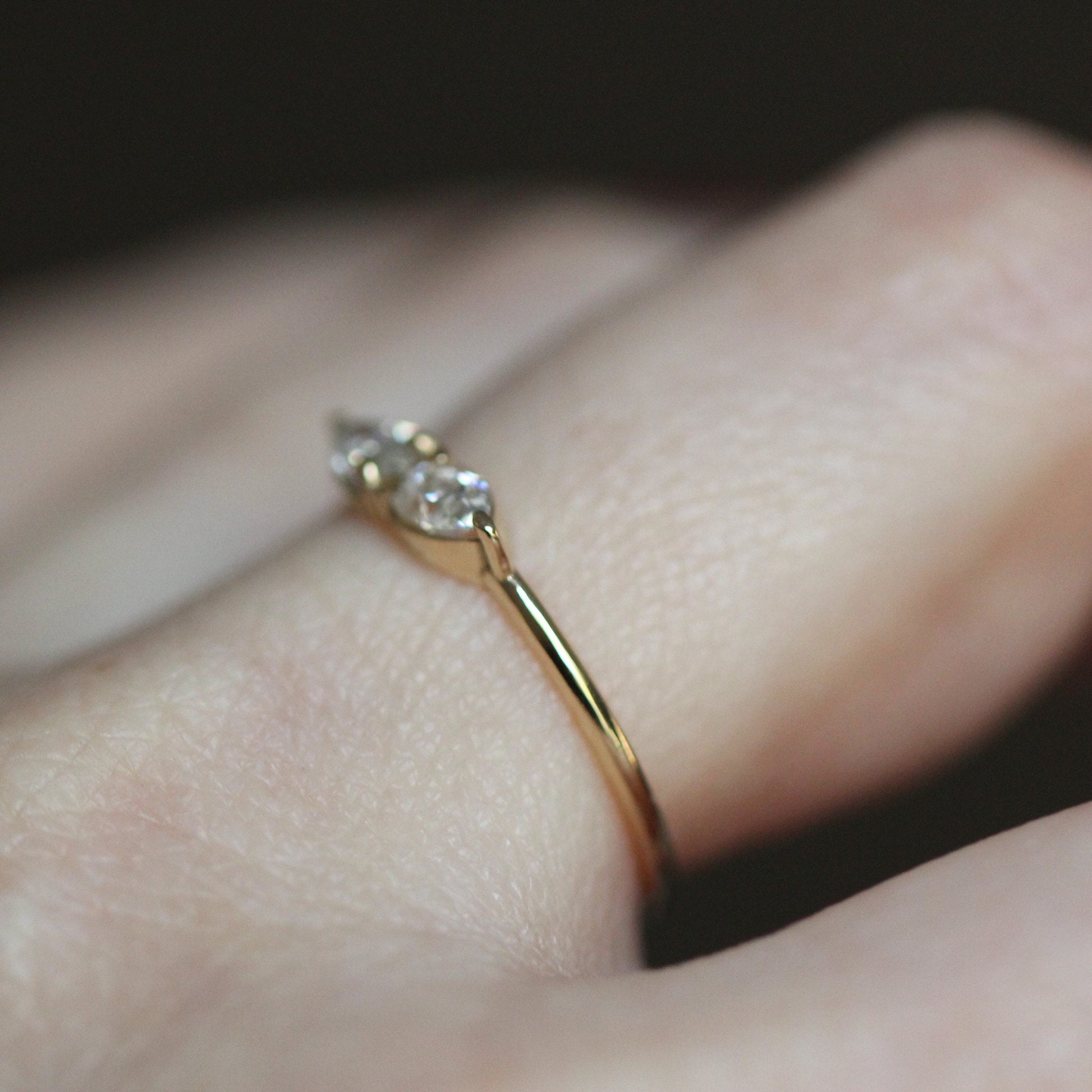 14K Gold Double Pear Diamond Ring, Two Stone Ring, Tear Shape, Drop Shape, Engagement Ring, Two Pears, Solid Gold, Minimal Jewelry