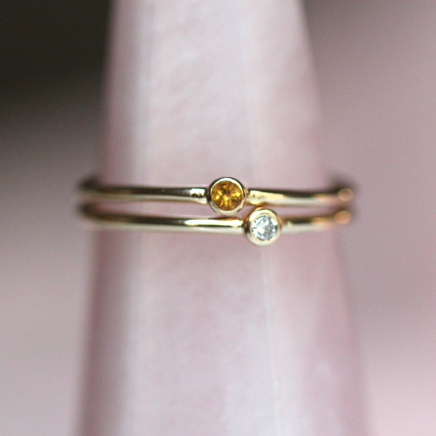 14K Citrine Bezel Ring, November Birthstone, Promise Ring For Her, 10K Stacking Ring, Tiny Bezel Ring, Push Present, Dainty Citrine Ring