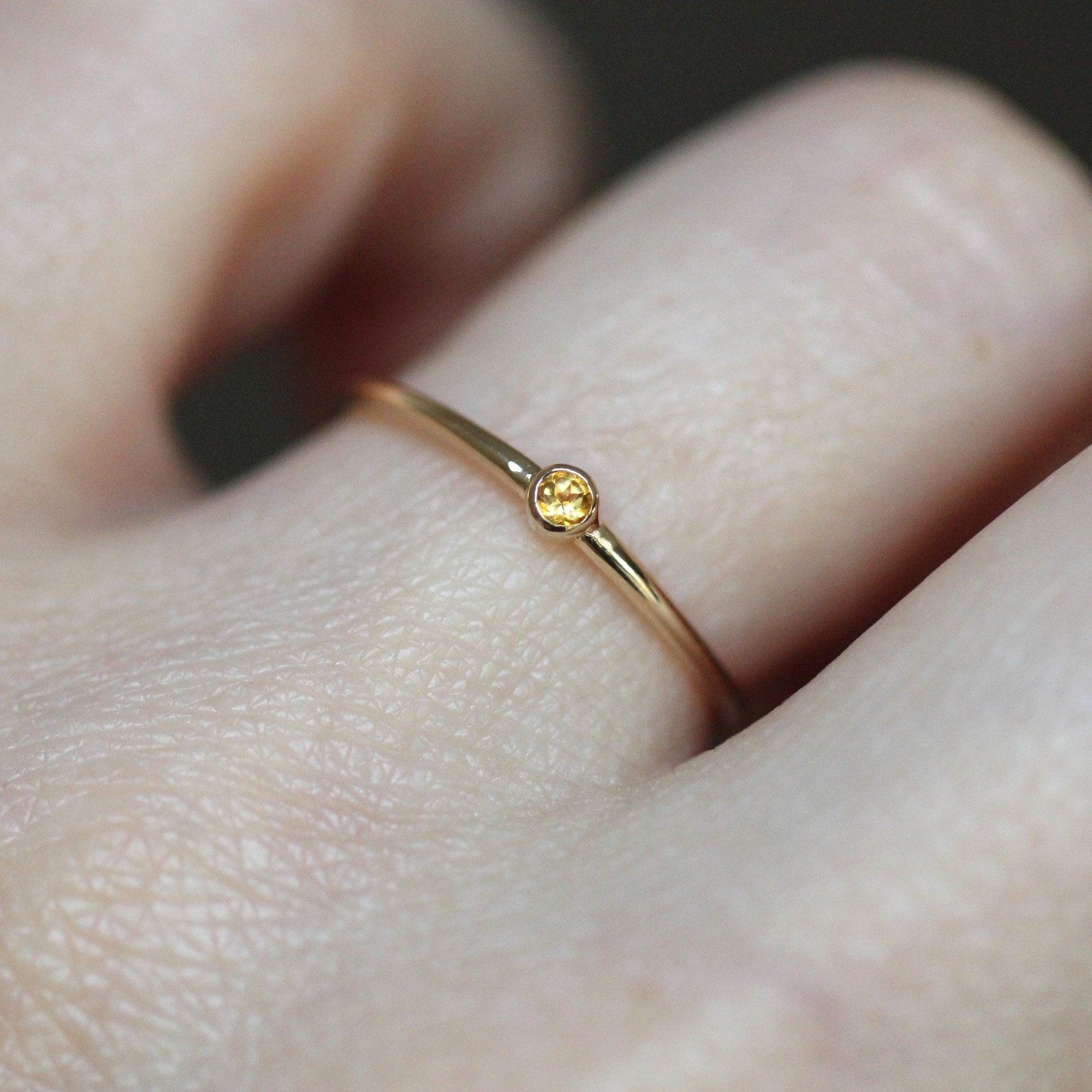 14K Citrine Bezel Ring, November Birthstone, Promise Ring For Her, 10K Stacking Ring, Tiny Bezel Ring, Push Present, Dainty Citrine Ring