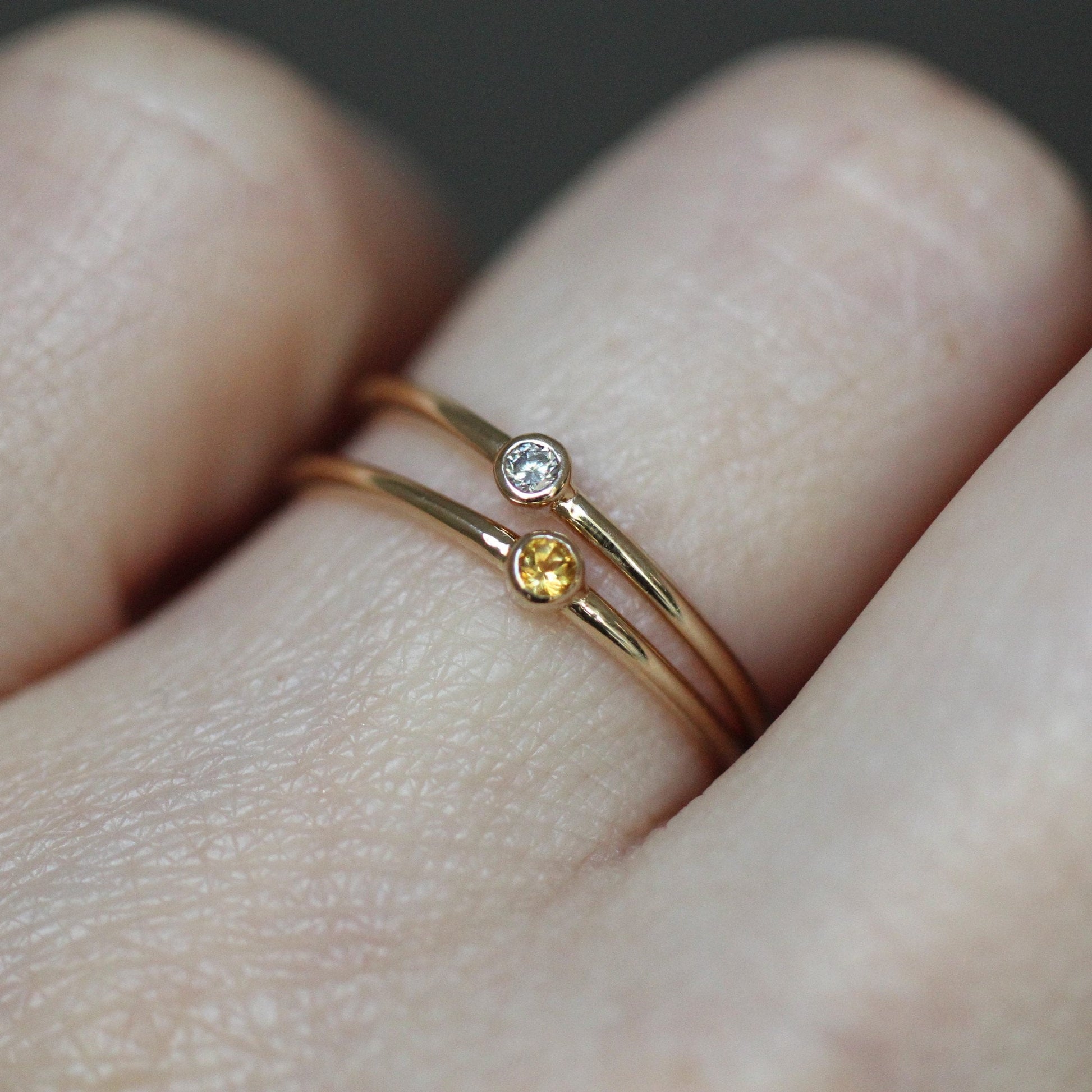 14K Citrine Bezel Ring, November Birthstone, Promise Ring For Her, 10K Stacking Ring, Tiny Bezel Ring, Push Present, Dainty Citrine Ring