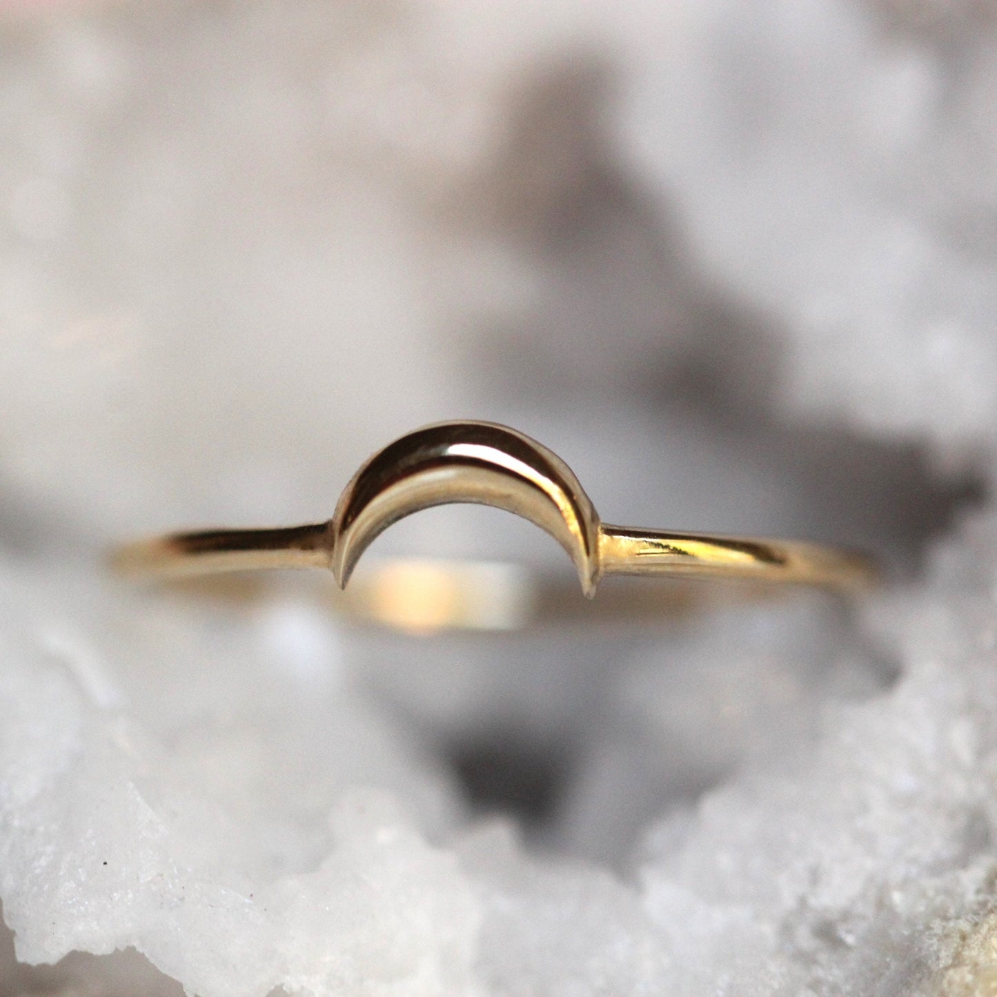 14K Gold Moon Stacking Ring, Solid Gold Stacker, Real Gold Ring, Star and Moon, Crescent Moon Ring, Minimal Jewelry, Astrology Jewel, 10K