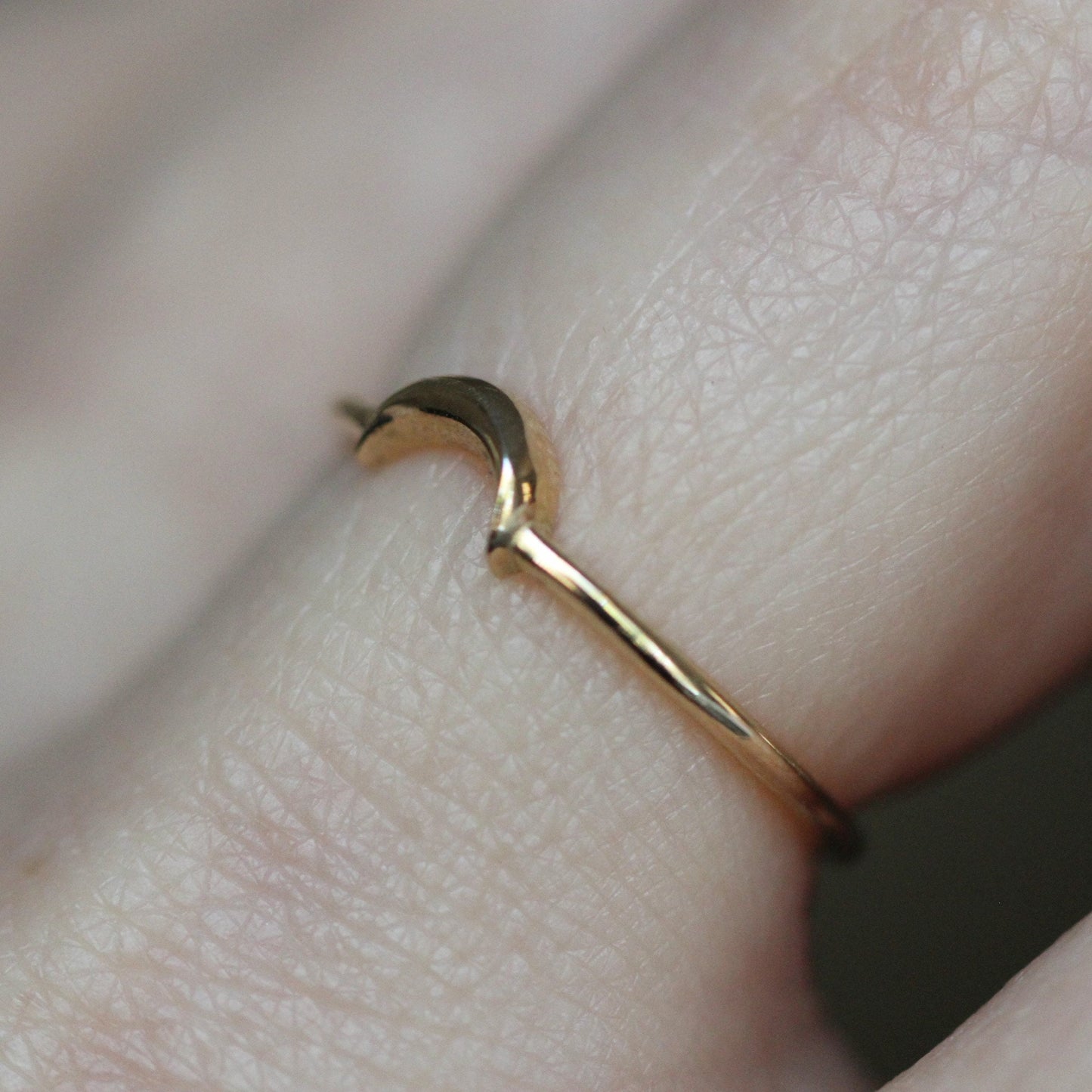 14K Gold Moon Stacking Ring, Solid Gold Stacker, Real Gold Ring, Star and Moon, Crescent Moon Ring, Minimal Jewelry, Astrology Jewel, 10K