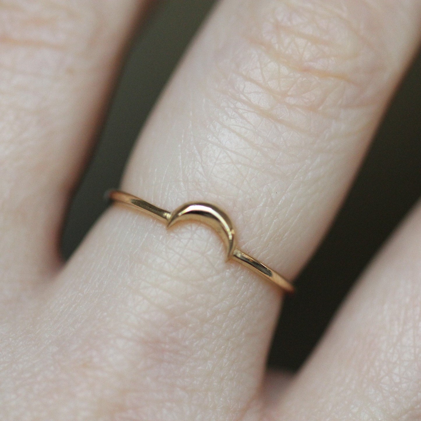 14K Gold Moon Stacking Ring, Solid Gold Stacker, Real Gold Ring, Star and Moon, Crescent Moon Ring, Minimal Jewelry, Astrology Jewel, 10K