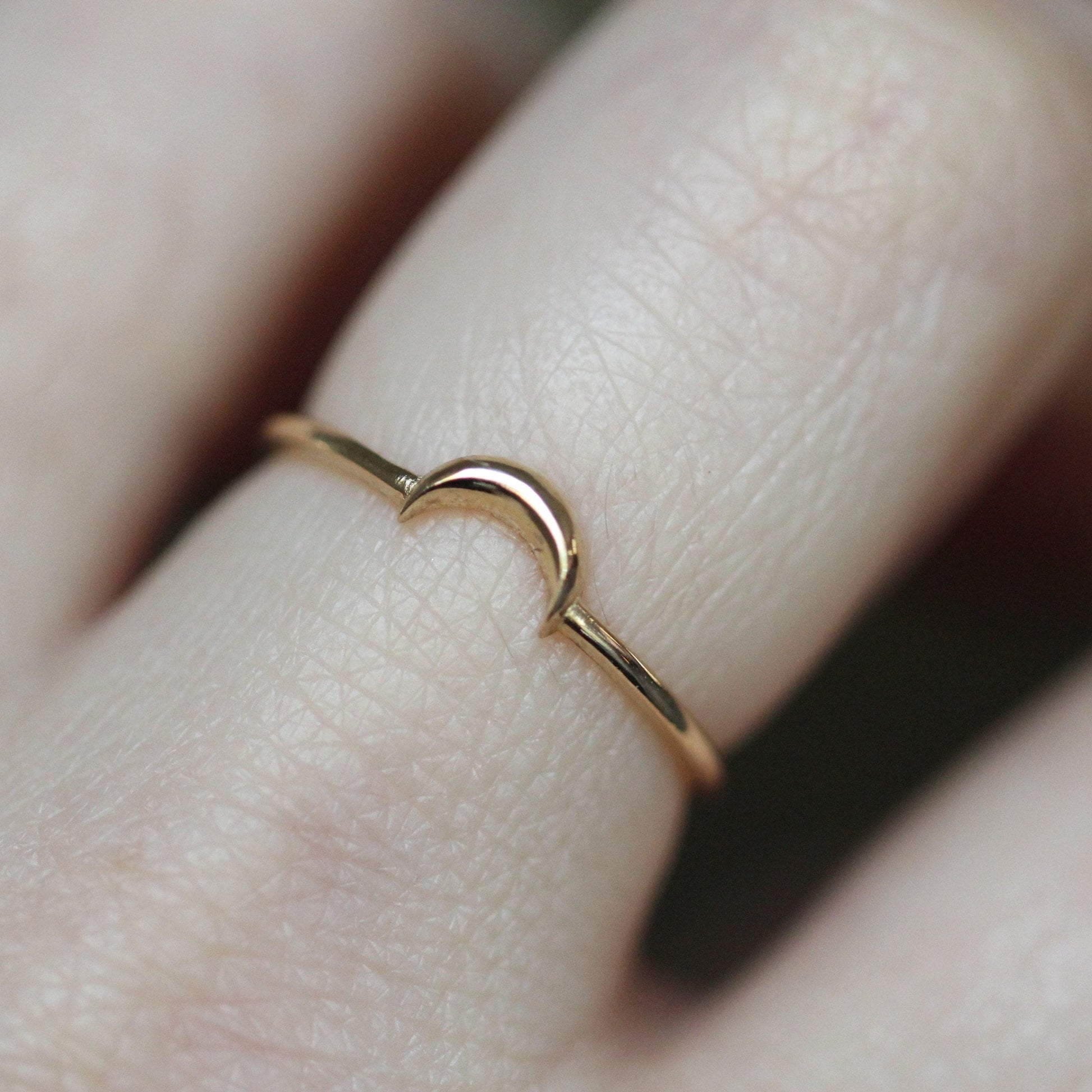 14K Gold Moon Stacking Ring, Solid Gold Stacker, Real Gold Ring, Star and Moon, Crescent Moon Ring, Minimal Jewelry, Astrology Jewel, 10K