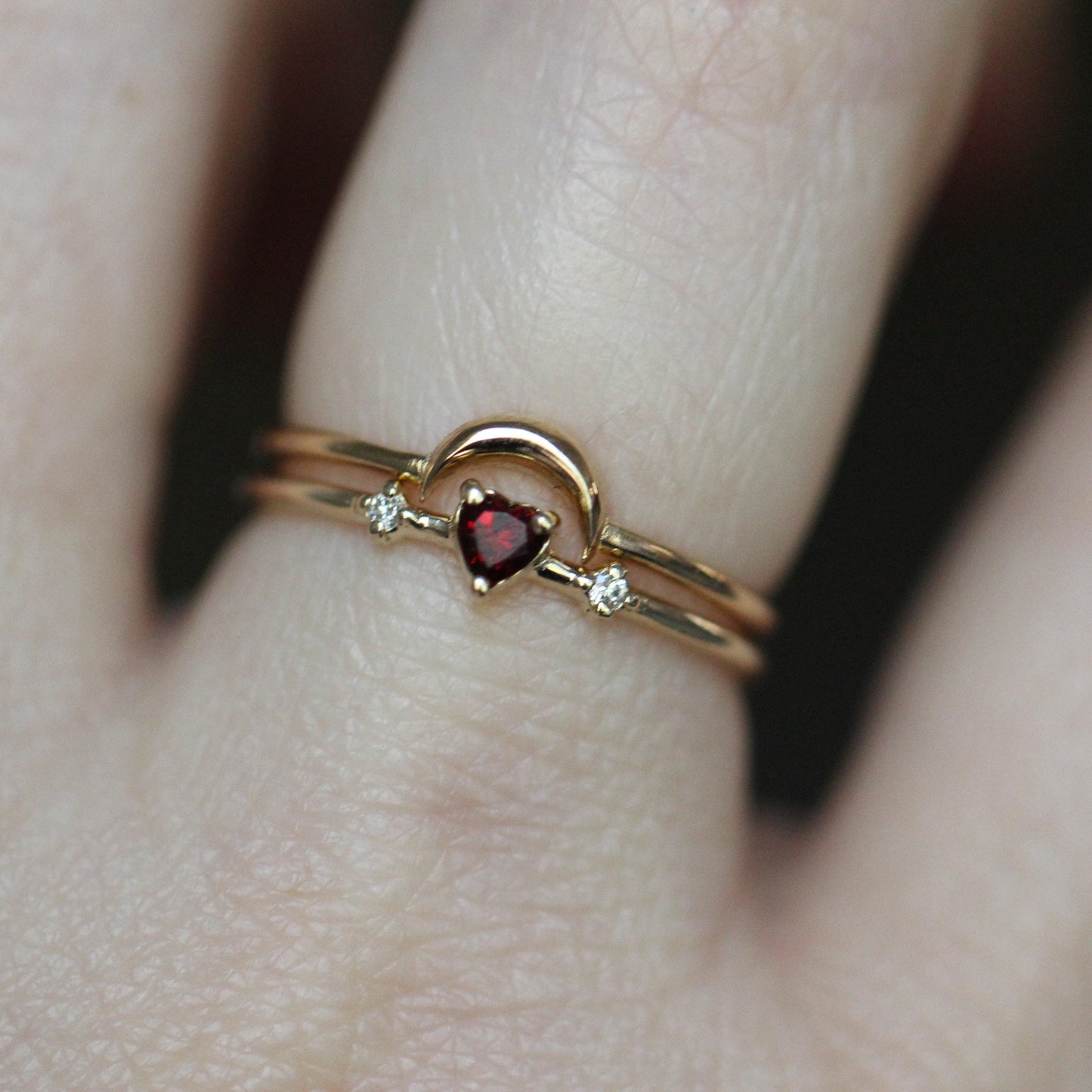 14K Gold Moon Stacking Ring, Solid Gold Stacker, Real Gold Ring, Star and Moon, Crescent Moon Ring, Minimal Jewelry, Astrology Jewel, 10K