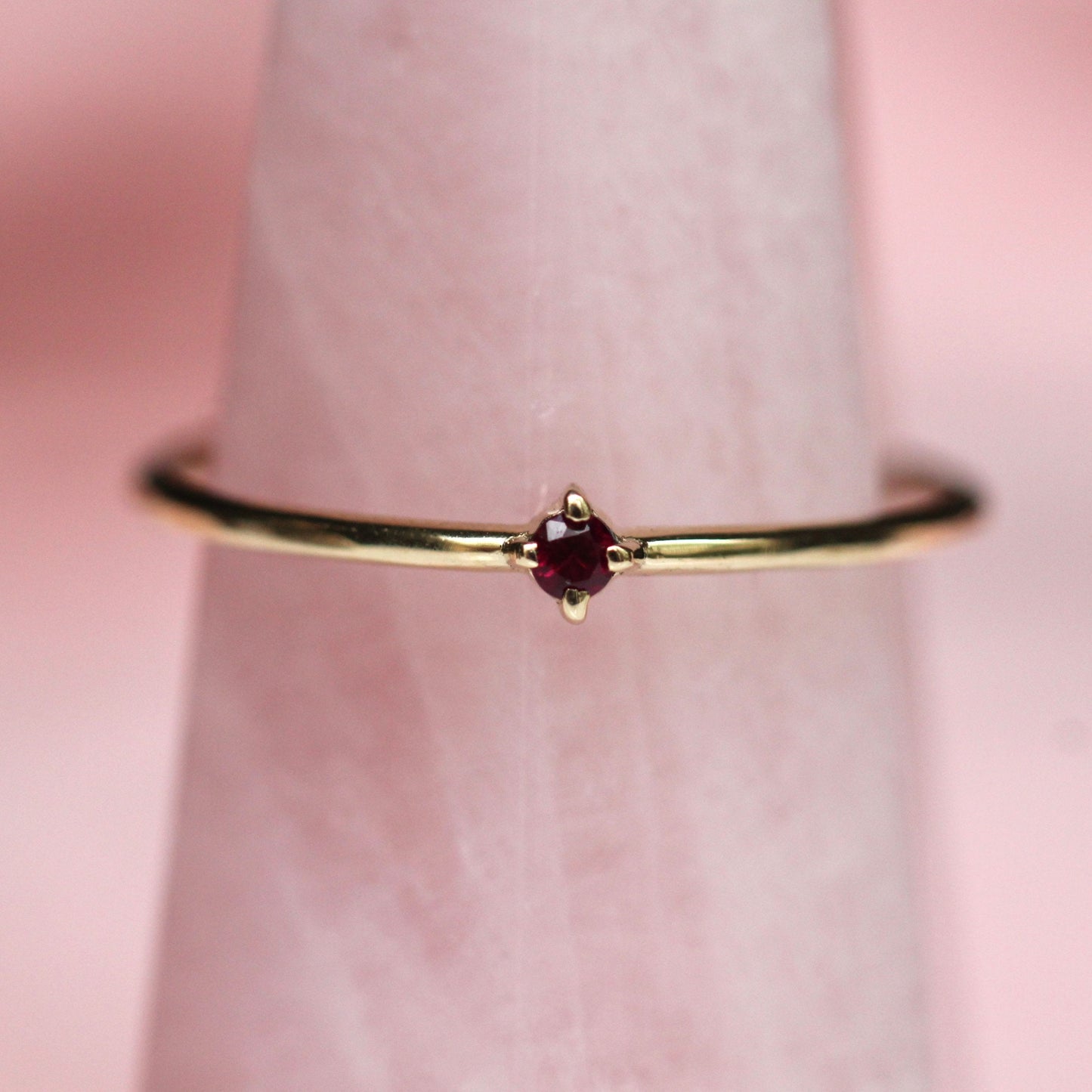 14K Gold Tiny Ruby Ring, Red Stone Ring, Stacking Ring, July Birthstone, Prong Setting, Ruby Jewelry, Red Stone Ring, Solid Gold, Real Gold
