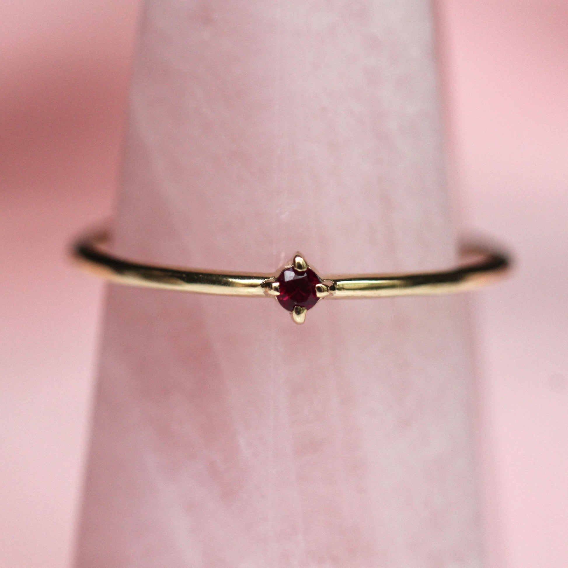 14K Gold Tiny Ruby Ring, Red Stone Ring, Stacking Ring, July Birthstone, Prong Setting, Ruby Jewelry, Red Stone Ring, Solid Gold, Real Gold