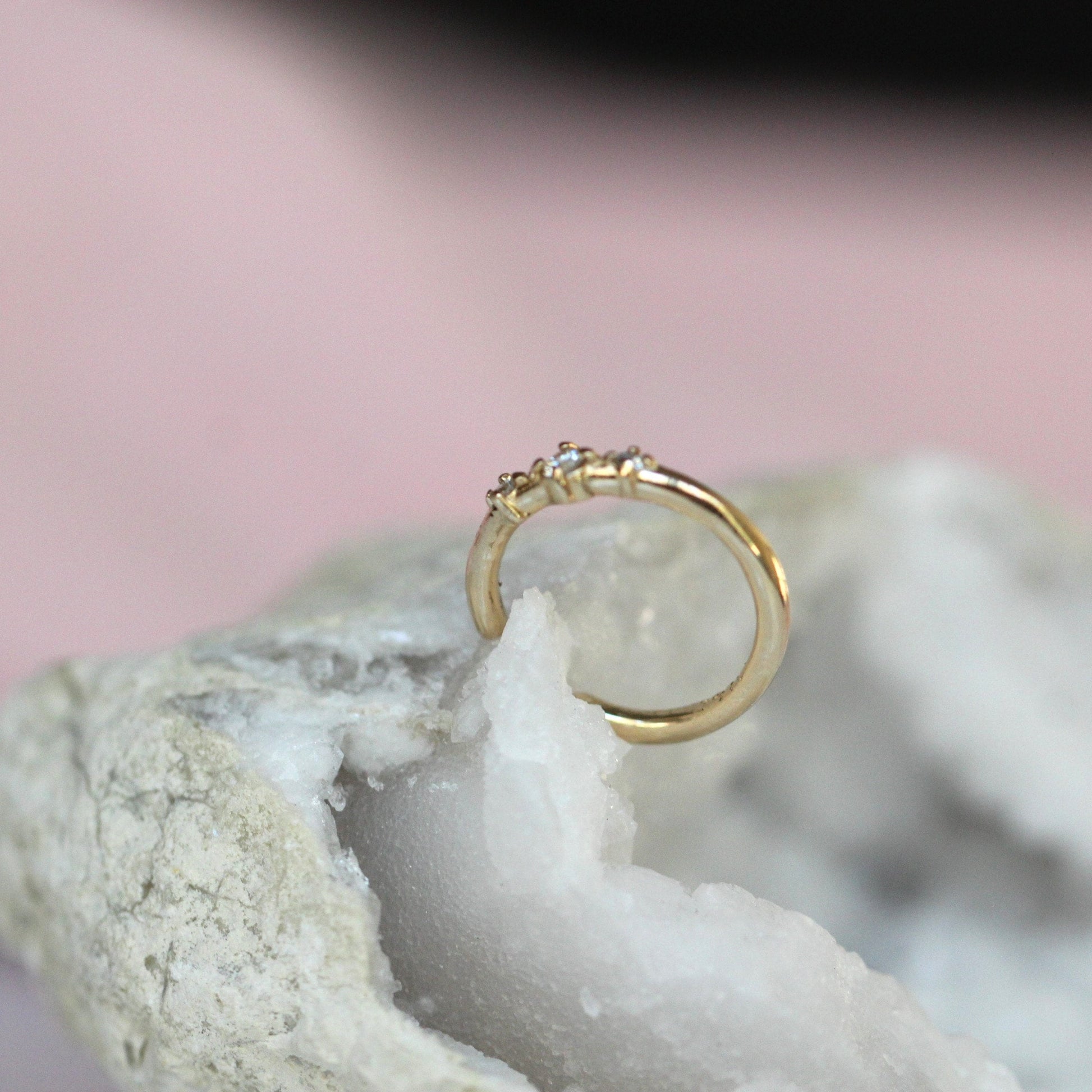 14K Gold Diamond Ear Cuff, Three Diamond, Non-Piercing, Ear Wrap, Gold Ear Wrap, Solid Gold Ear Cuff, Real Gold Ear Cuff, Triple Diamond