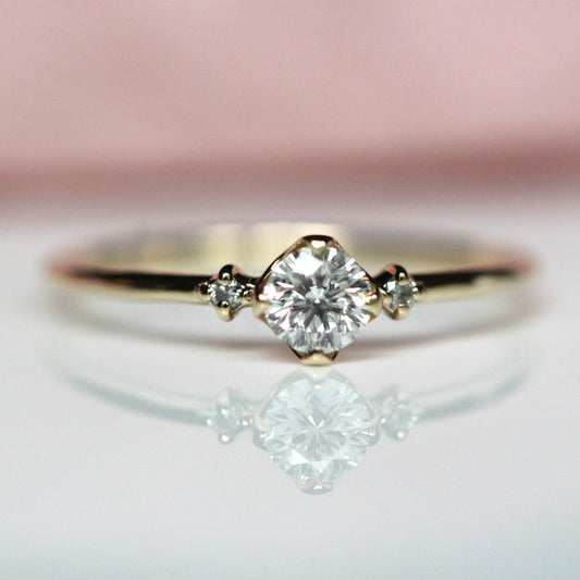 14K Gold Diamond Ring, Three Stone Ring, Engagement Ring, Dainty Engagement Ring, Diamond Ring, 1/4 Ct. Diamond Ring, Minimal Jewelry