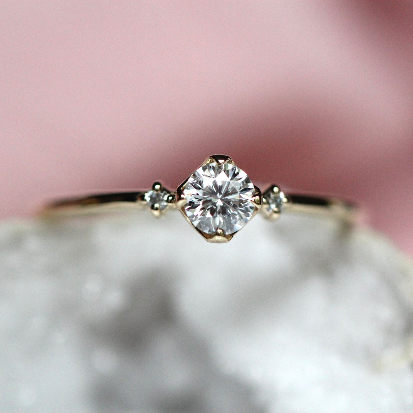 14K Gold Diamond Ring, Three Stone Ring, Engagement Ring, Dainty Engagement Ring, Diamond Ring, 1/4 Ct. Diamond Ring, Minimal Jewelry