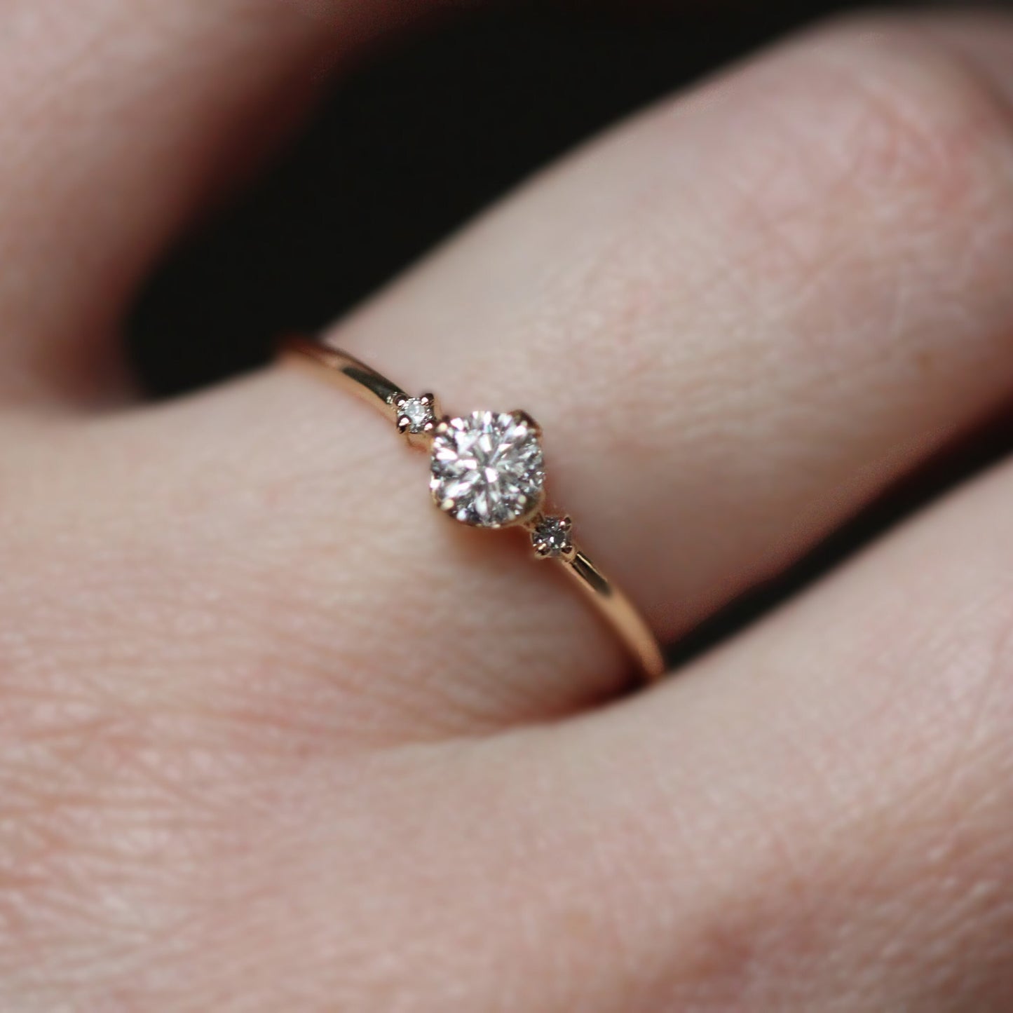 14K Gold Diamond Ring, Three Stone Ring, Engagement Ring, Dainty Engagement Ring, Diamond Ring, 1/4 Ct. Diamond Ring, Minimal Jewelry
