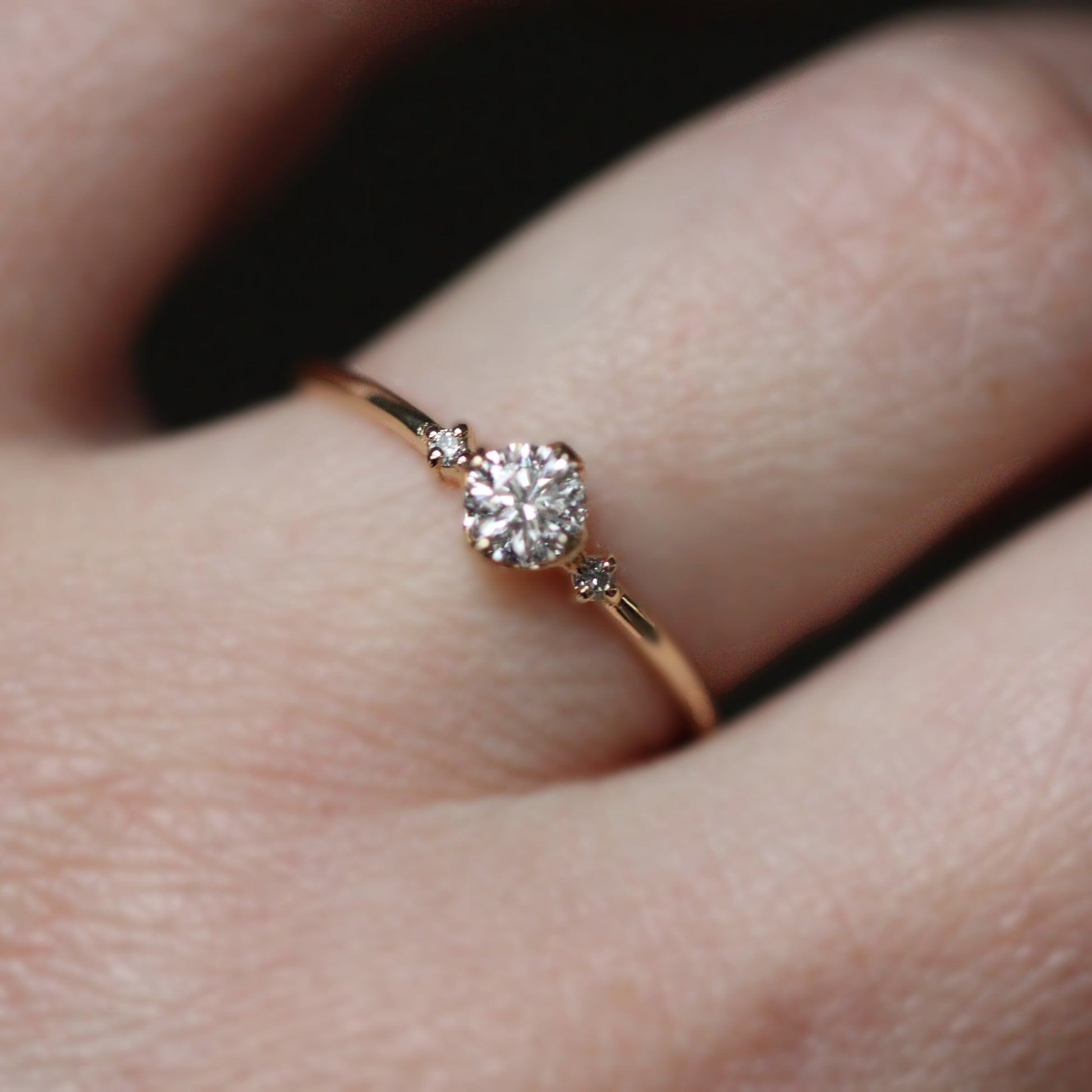 14K Gold Diamond Ring, Three Stone Ring, Engagement Ring, Dainty Engagement Ring, Diamond Ring, 1/4 Ct. Diamond Ring, Minimal Jewelry