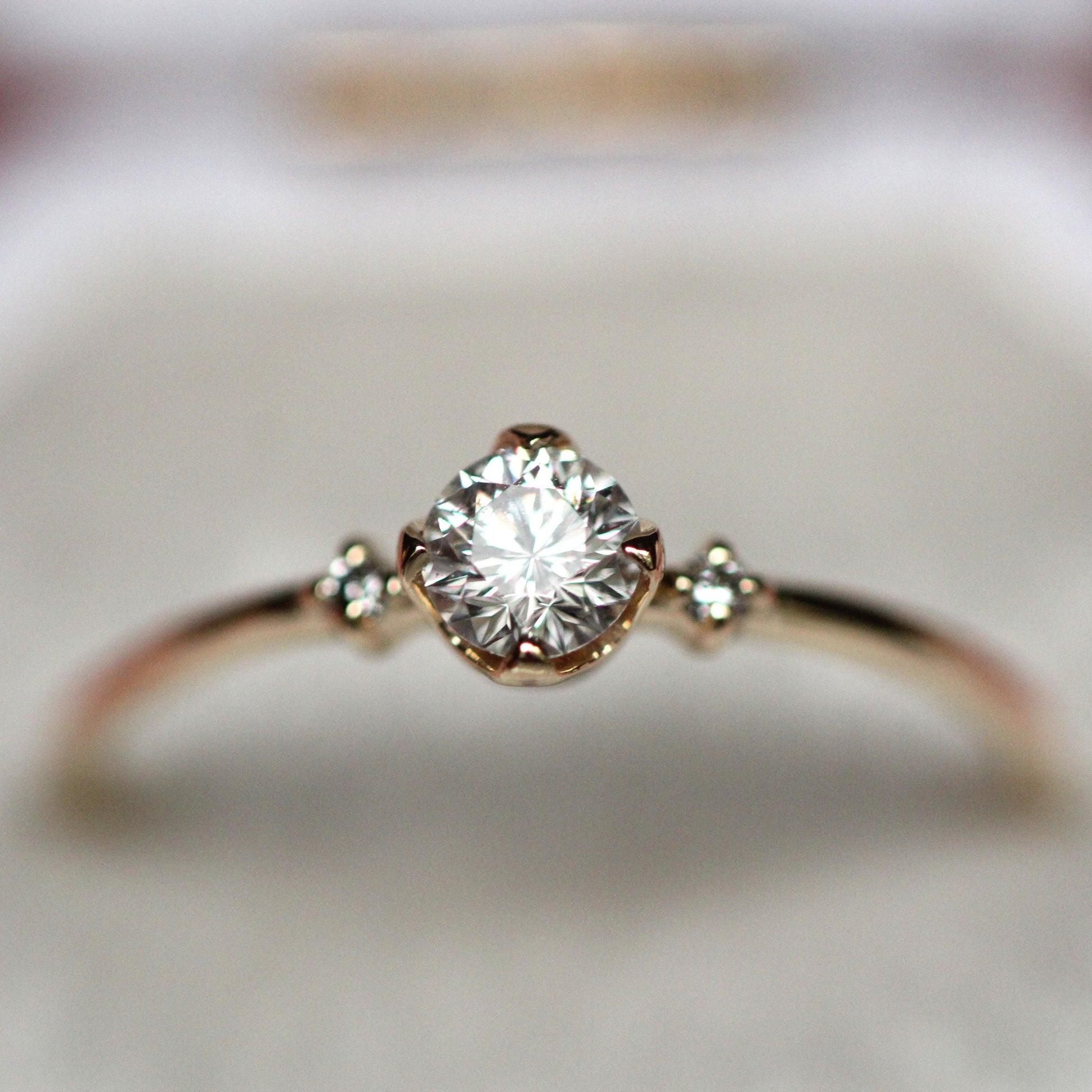 14K Gold Diamond Ring, Three Stone Ring, Engagement Ring, Dainty Engagement Ring, Diamond Ring, 1/4 Ct. Diamond Ring, Minimal Jewelry