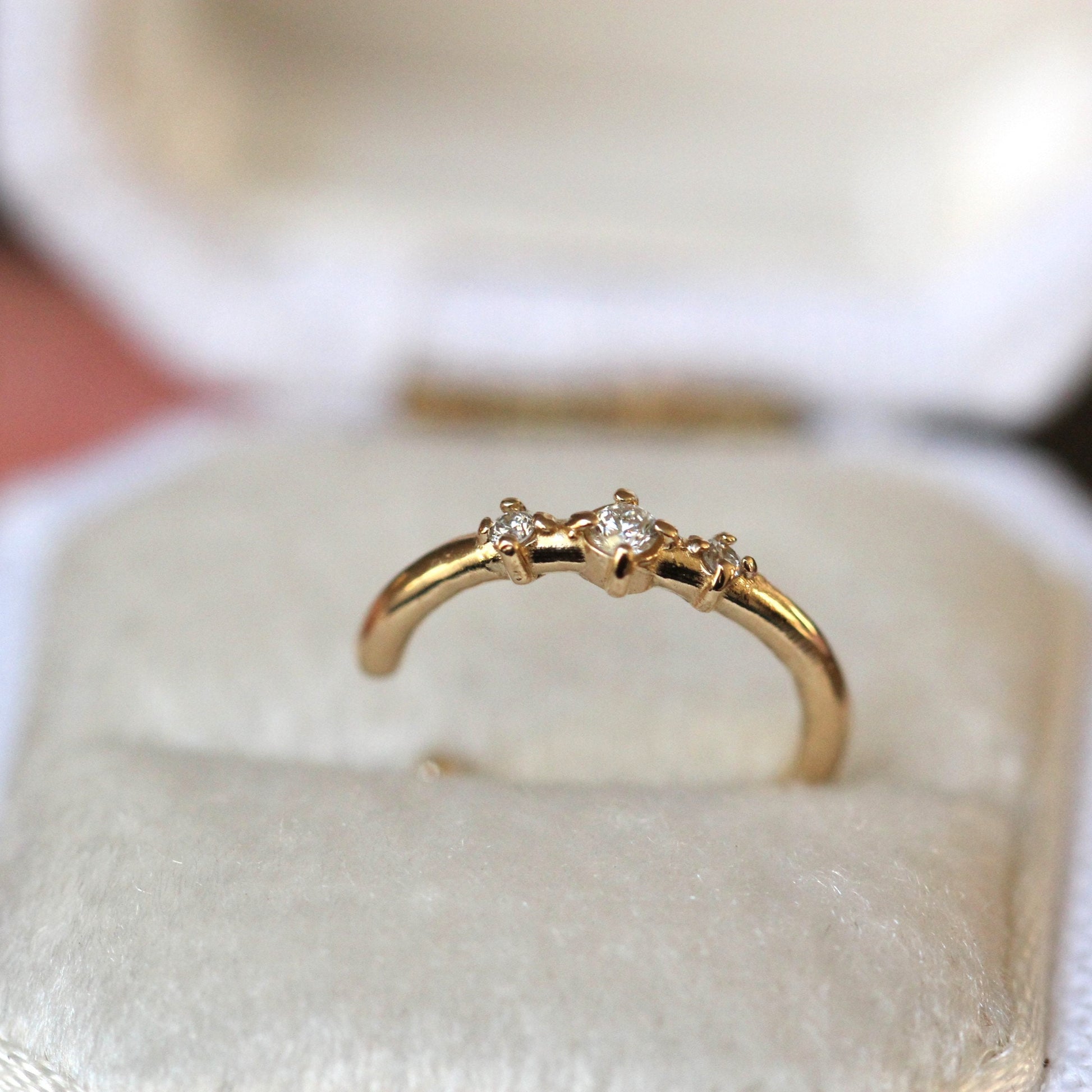 14K Gold Diamond Ear Cuff, Three Diamond, Non-Piercing, Ear Wrap, Gold Ear Wrap, Solid Gold Ear Cuff, Real Gold Ear Cuff, Triple Diamond