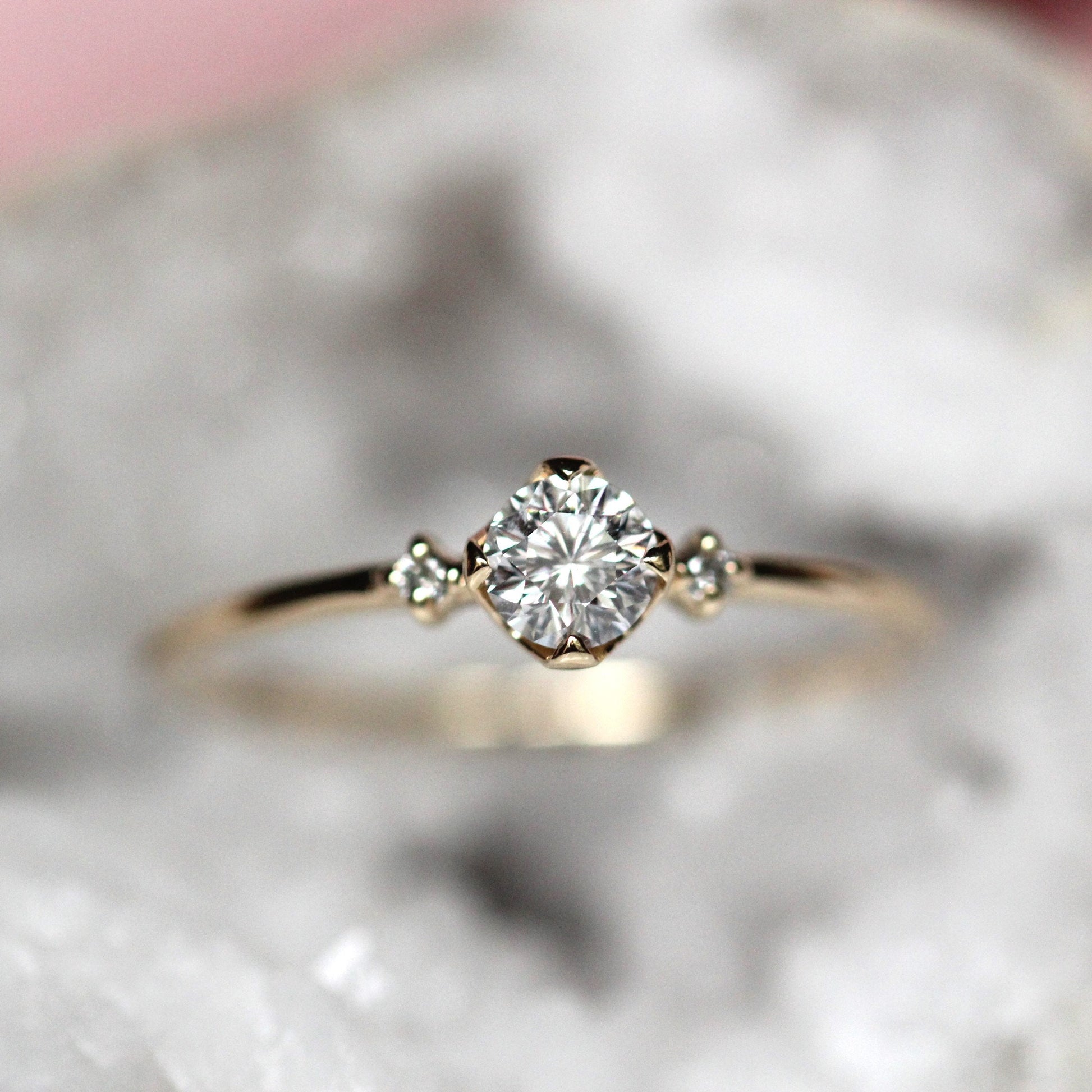 14K Gold Diamond Ring, Three Stone Ring, Engagement Ring, Dainty Engagement Ring, Diamond Ring, 1/4 Ct. Diamond Ring, Minimal Jewelry